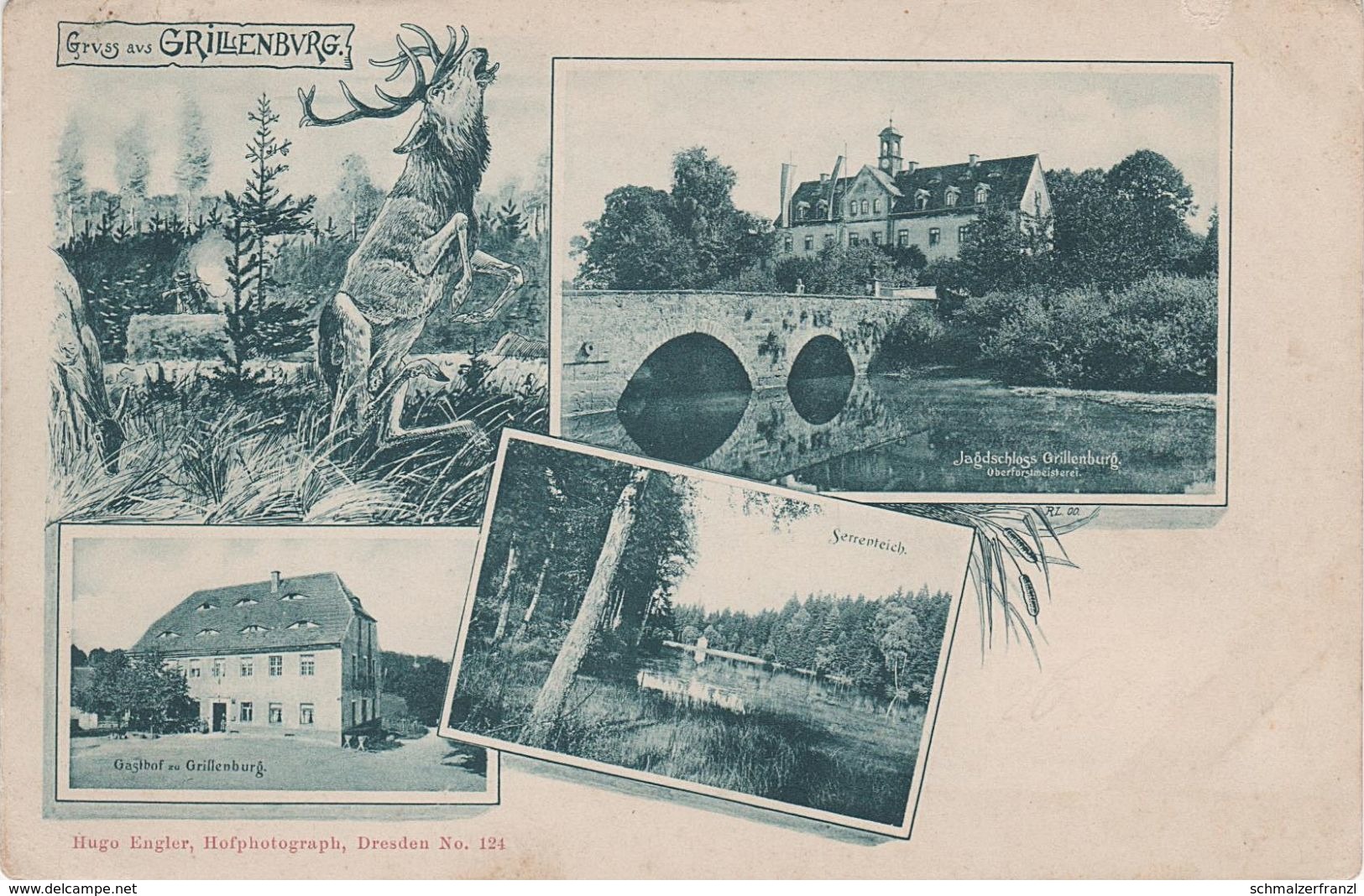 Litho AK Grillenburg Gasthof Jagdschloss Seerenteich Hirsch Bei Tharandt Klingenberg Hartha Hetzdorf Edle Krone Freital - Tharandt