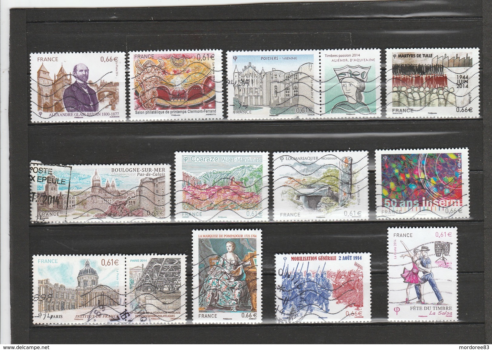 LOT DE 12 TIMBRES OBLITERES FRANCE 2014 YT 4842-4851-4859-4862-4865-4881-4882-4884-4886-4887-4889-4904 -        TDA202A - Oblitérés