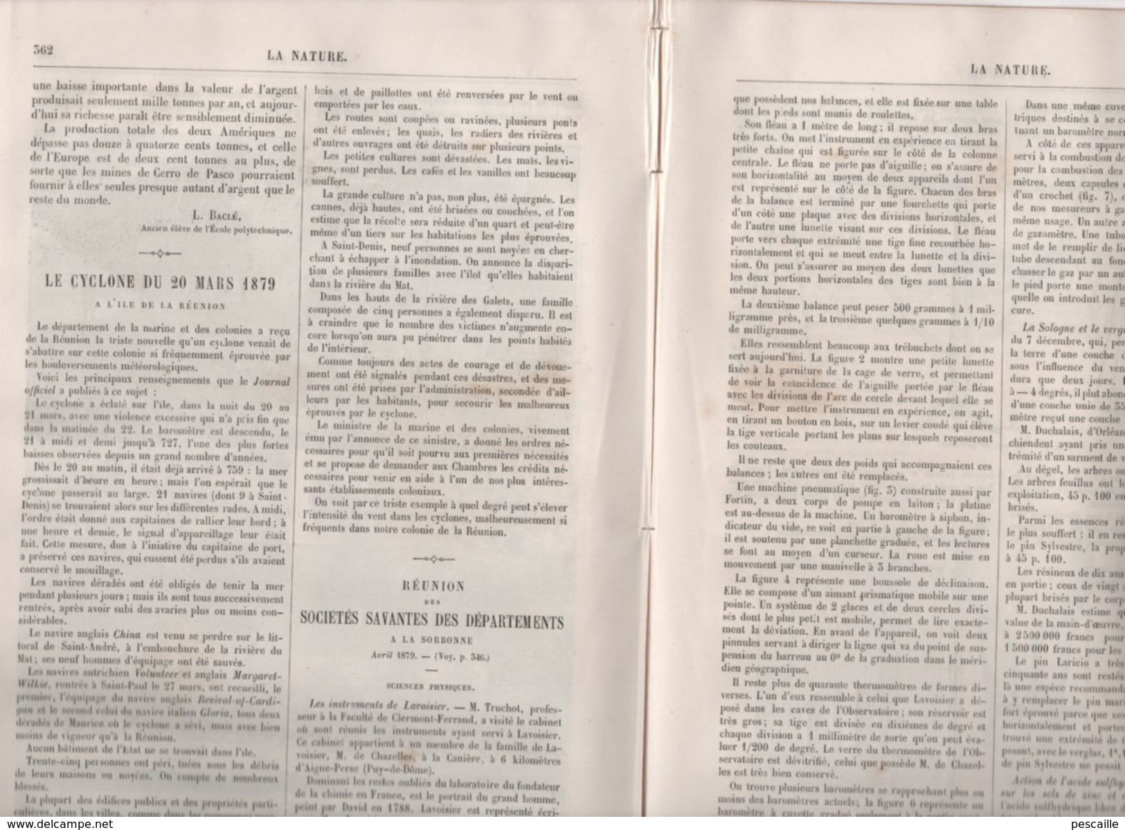 LA NATURE 10 05 1879 - LUMIERE ELECTRIQUE - CIRCULATION SANG - PEROU MINES ARGENT CERRO DE PASCO - LAVOISIER - LEZARDS - 1850 - 1899