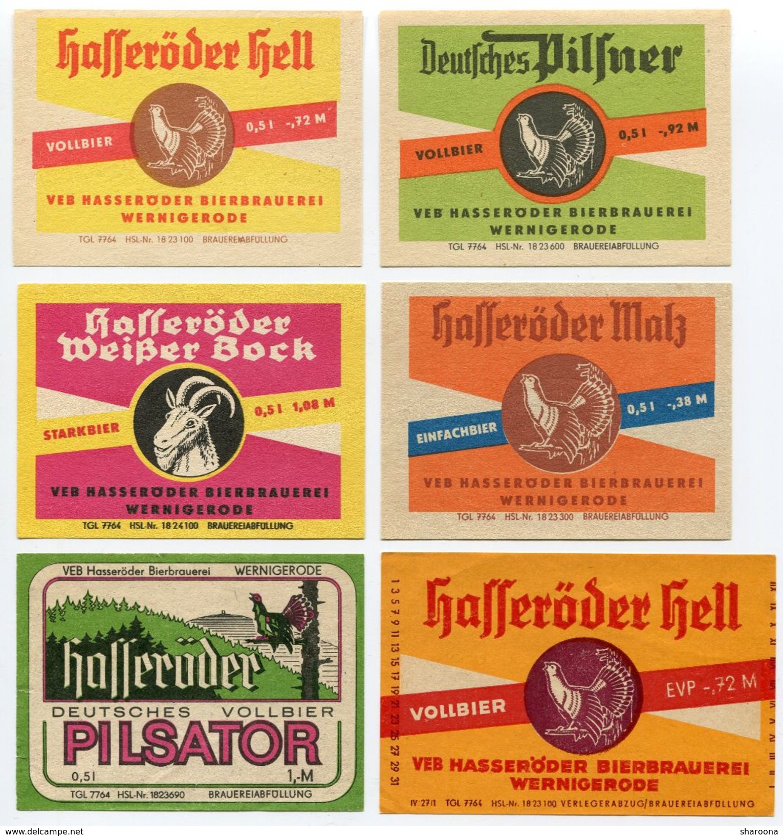 DDR - Hasseröder - Wörlitz - Magdeburg - Salzwedel - Frankfurt Oder - 10 Originale Alte Bieretiketten - Birra