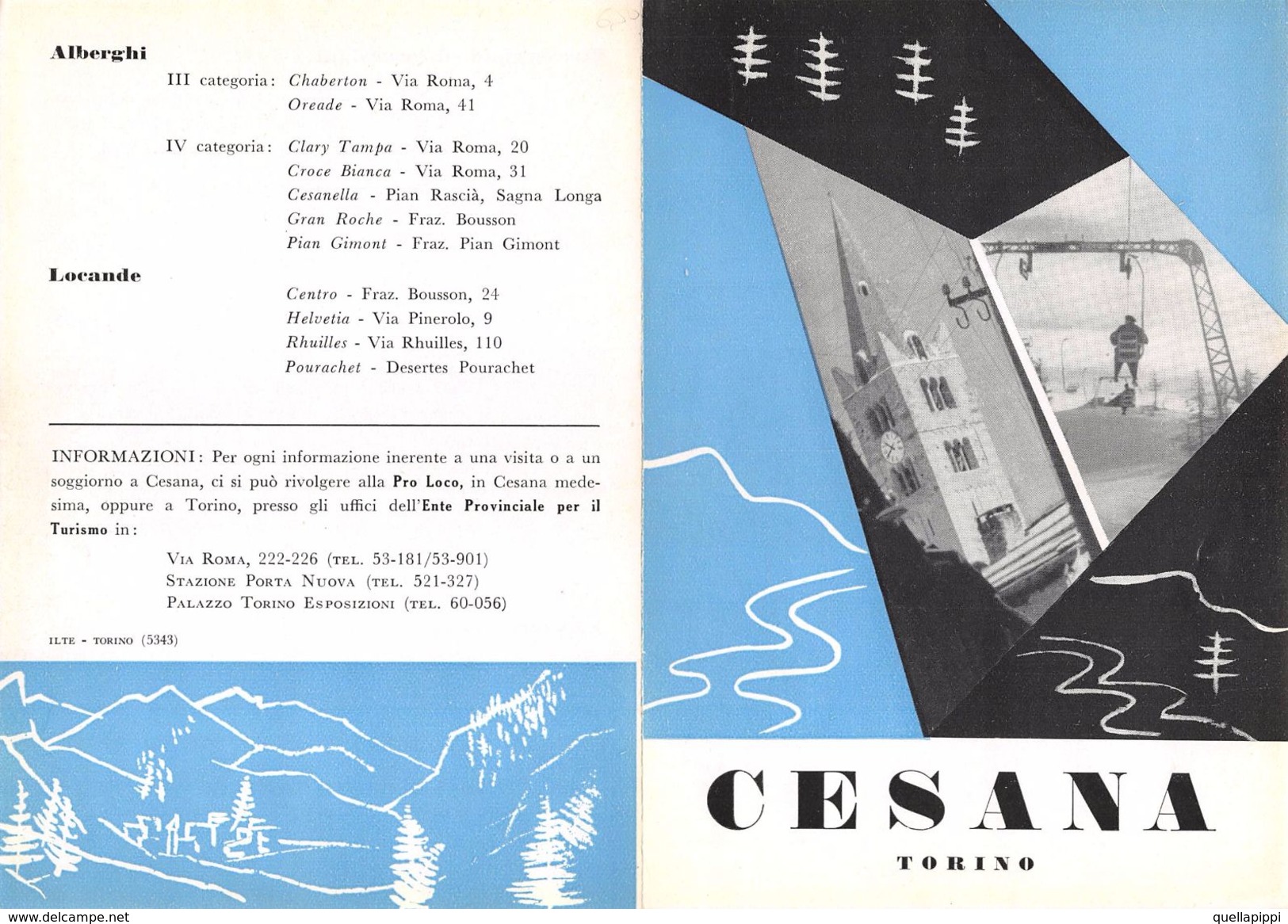 06097 "PIEGHEVOLE PUBBLICITARIO - DEPLIANT TURISTICO - CESANA - TORINO" ORIGINALE 1961 - Dépliants Turistici