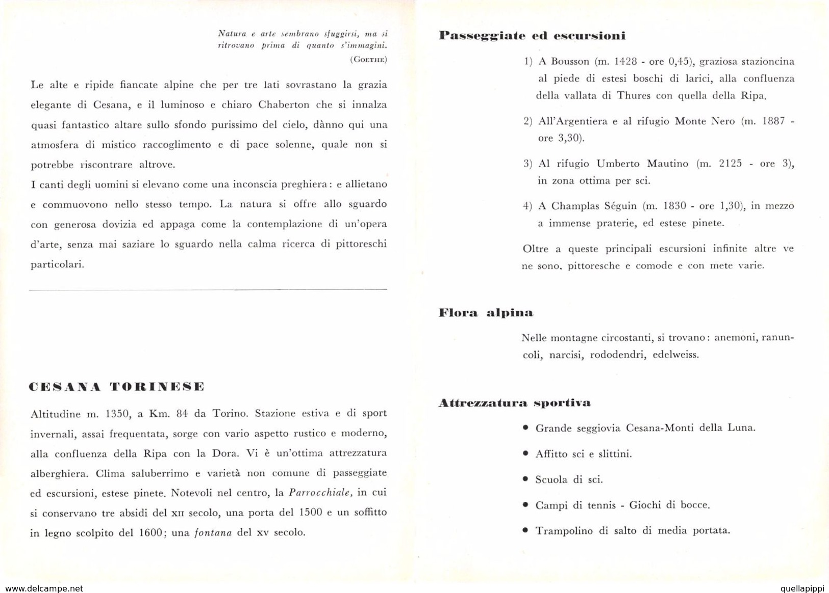 06097 "PIEGHEVOLE PUBBLICITARIO - DEPLIANT TURISTICO - CESANA - TORINO" ORIGINALE 1961 - Tourism Brochures