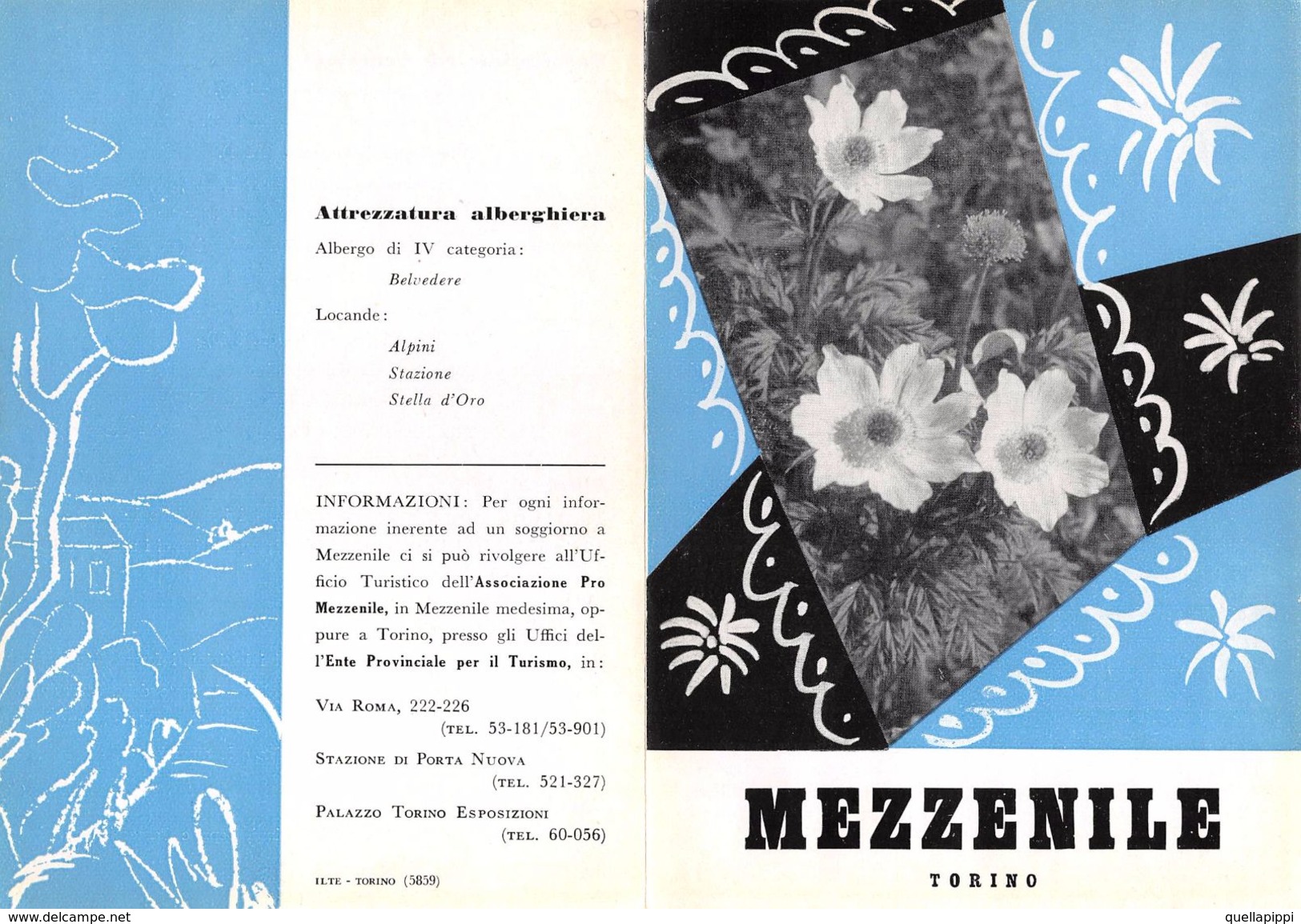 06103 "PIEGHEVOLE INFORMAZIONE TURISTICA MEZZENILE - TORINO" ORIGINALE 1961 - Advertising