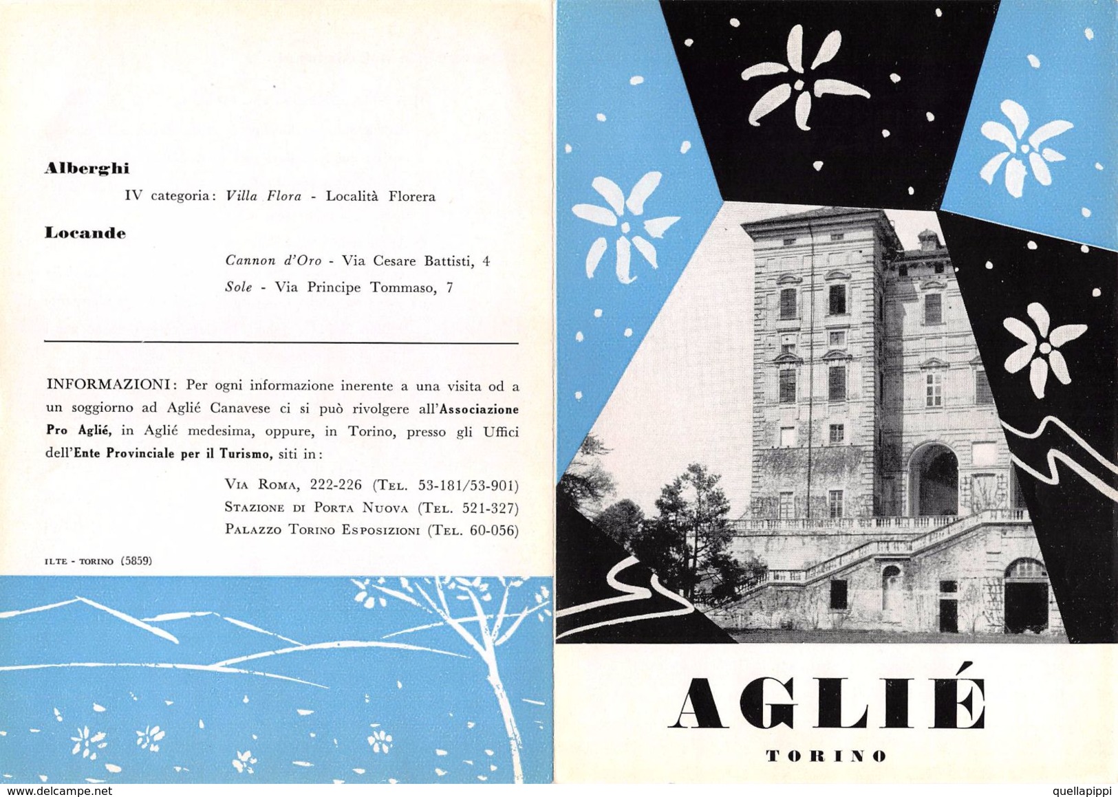 06107 "PIEGHEVOLE PUBBLICITARIO - DEPLIANT TURISTICO - AGLIE' - TORINO" ORIGINALE 1961 - Dépliants Turistici