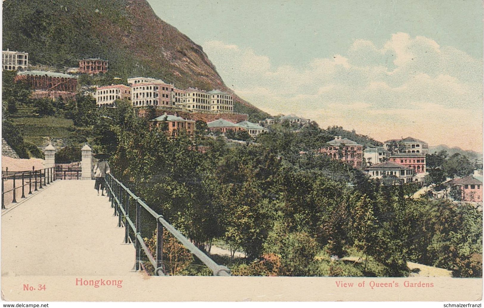 AK Hongkong Hong Kong View Of Queen S Gardens Garden Victoria Peak A Shenzhen China Chine Asie Stamp Timbre Briefmarke - Chine (Hong Kong)