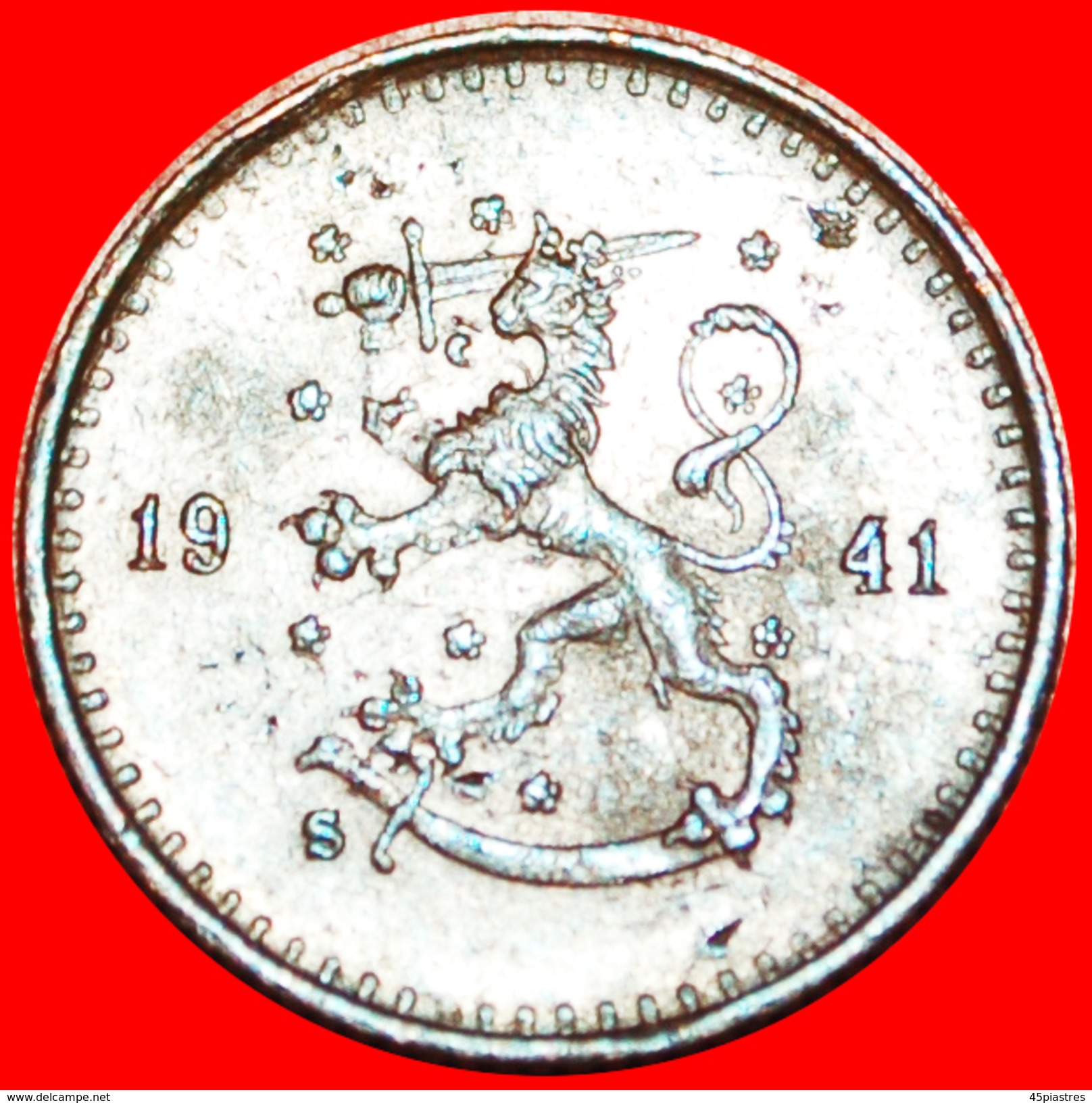 § LION: FINLAND &#x2605; 25 PENCE 1941S! LOW START&#x2605; NO RESERVE! - Finland