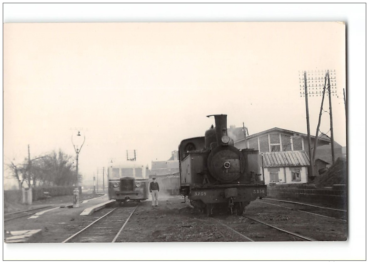 Photo Laurent Format Cpa Peronnel'autorail Et Le Train Tramway Ligne Albert Peronne Ham - Peronne