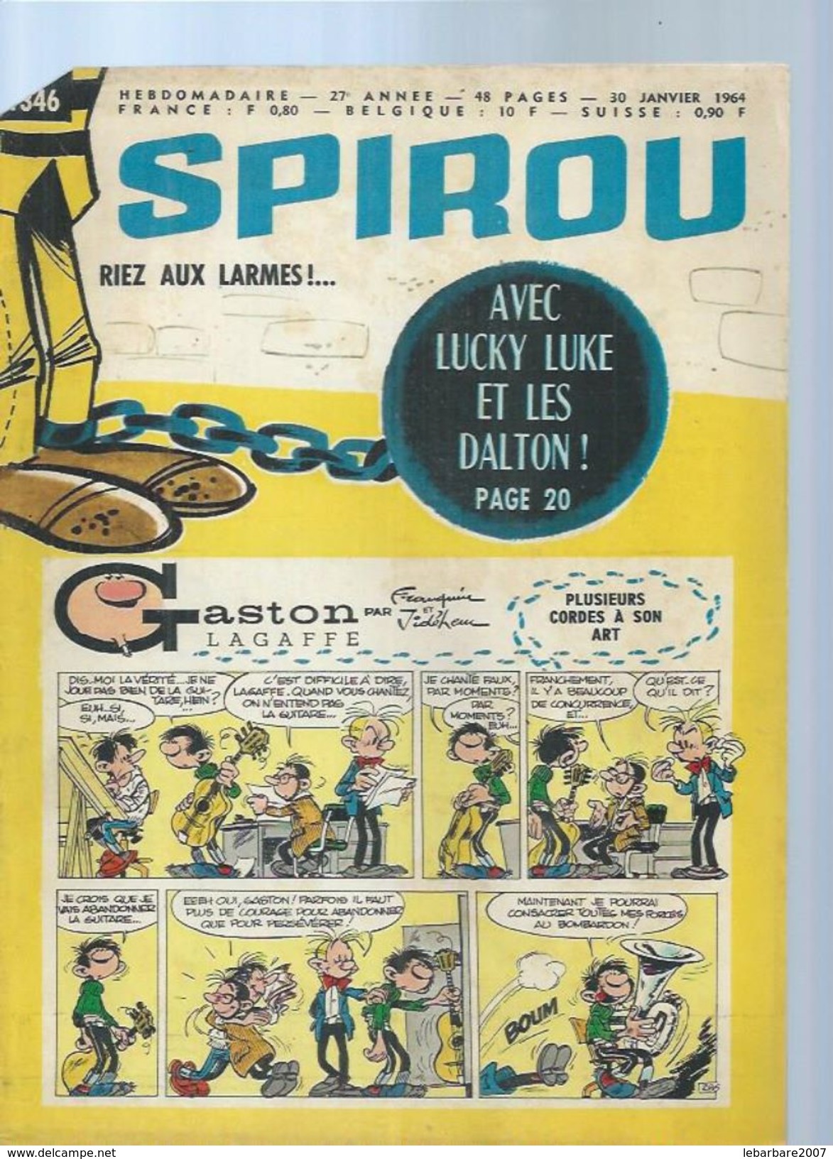 SPIROU  N° 1346  -  Déssin: FRANQUIN   -  1964  ( Avec Le Mini Récit : LE TRONE DE TOUT-ANKH-ARTON ) - Spirou Magazine