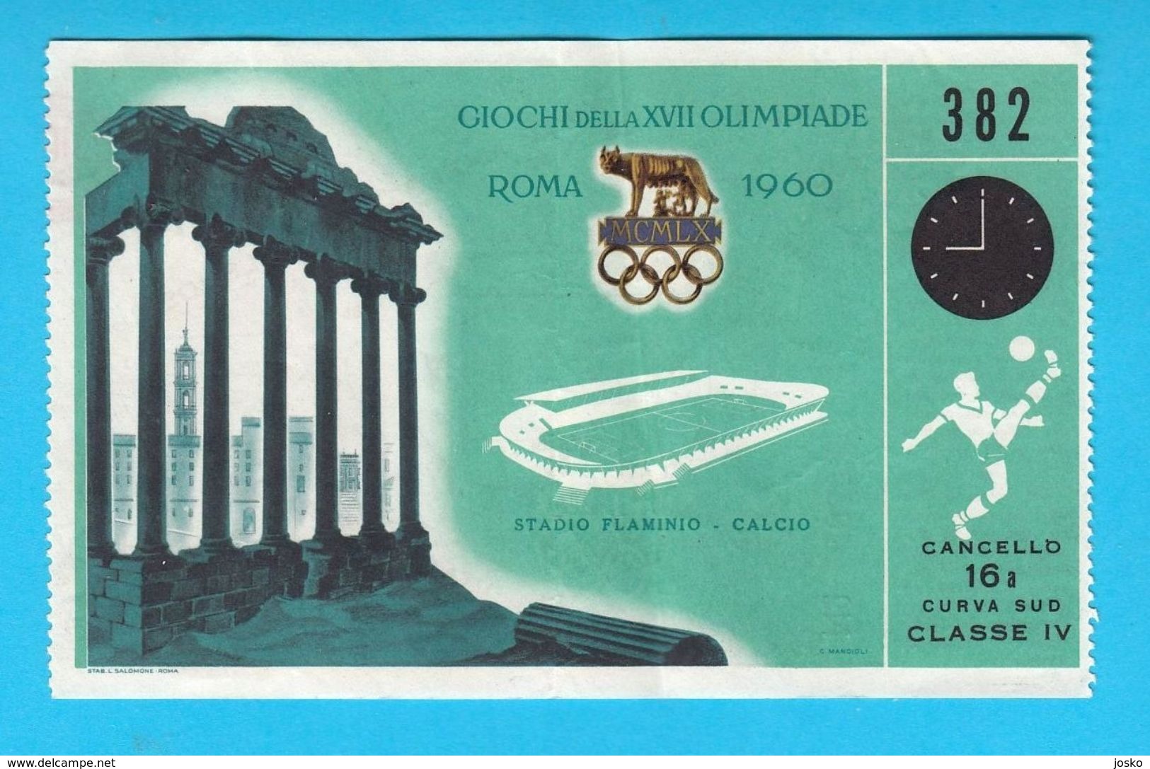 OLYMPIC GAMES ROME 1960. -  ITALY : GREAT BRITAIN ( England ) ... Football Soccer Match Old Rare Ticket ** Roma '60. - Eintrittskarten