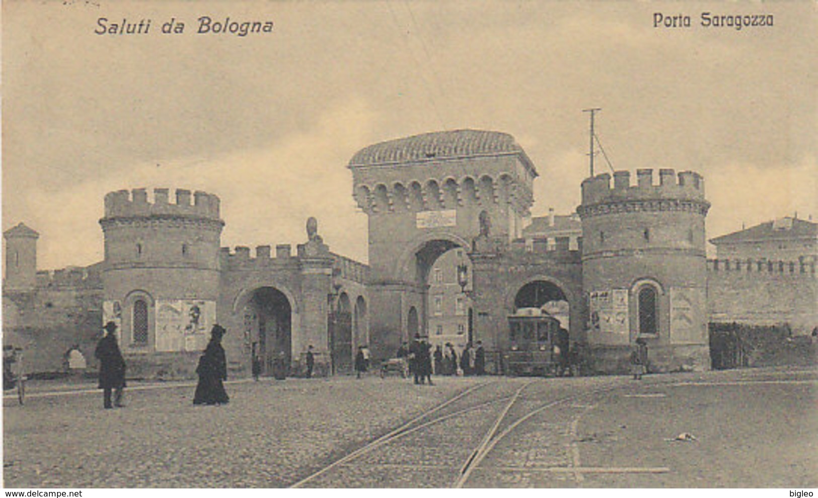 Saluti Da Bologna - Porta Saragozza Con Tram - 1908       (A-46-120607) - Tramways