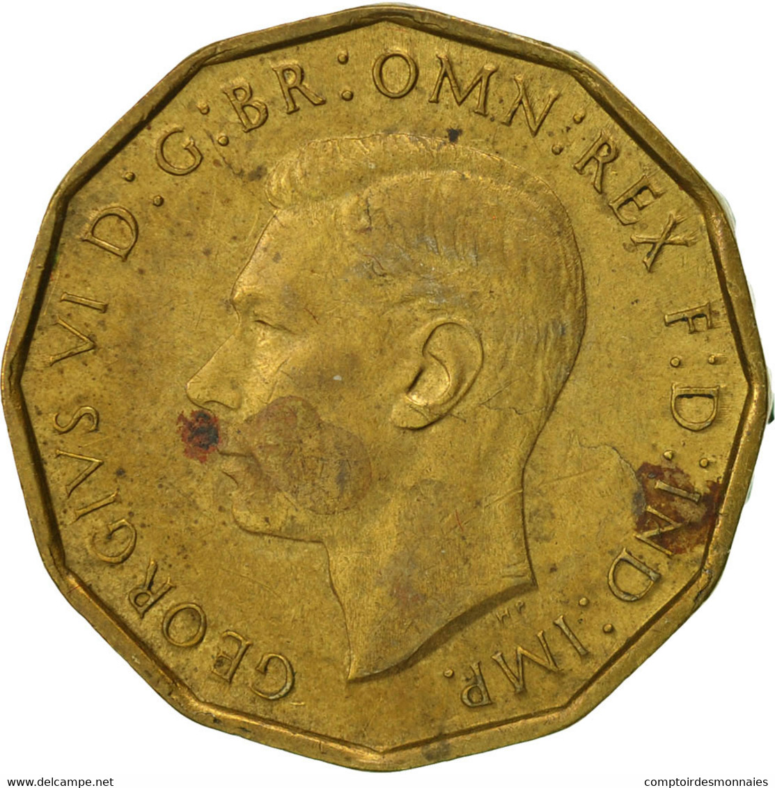 Monnaie, Grande-Bretagne, George VI, 3 Pence, 1943, TTB+, Nickel-brass, KM:849 - F. 3 Pence