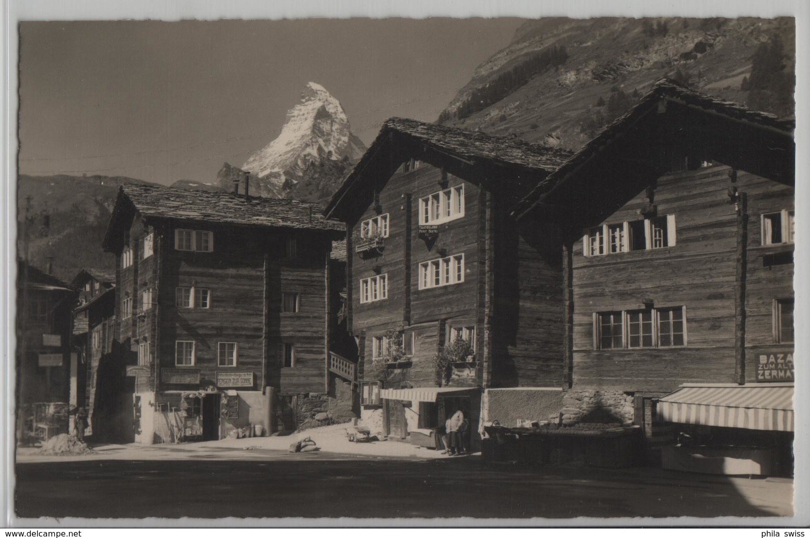 Dorfplatz In Alt-Zermatt, Matterhorn, Animee - Photo: E. Gyger No. 5134 - Zermatt