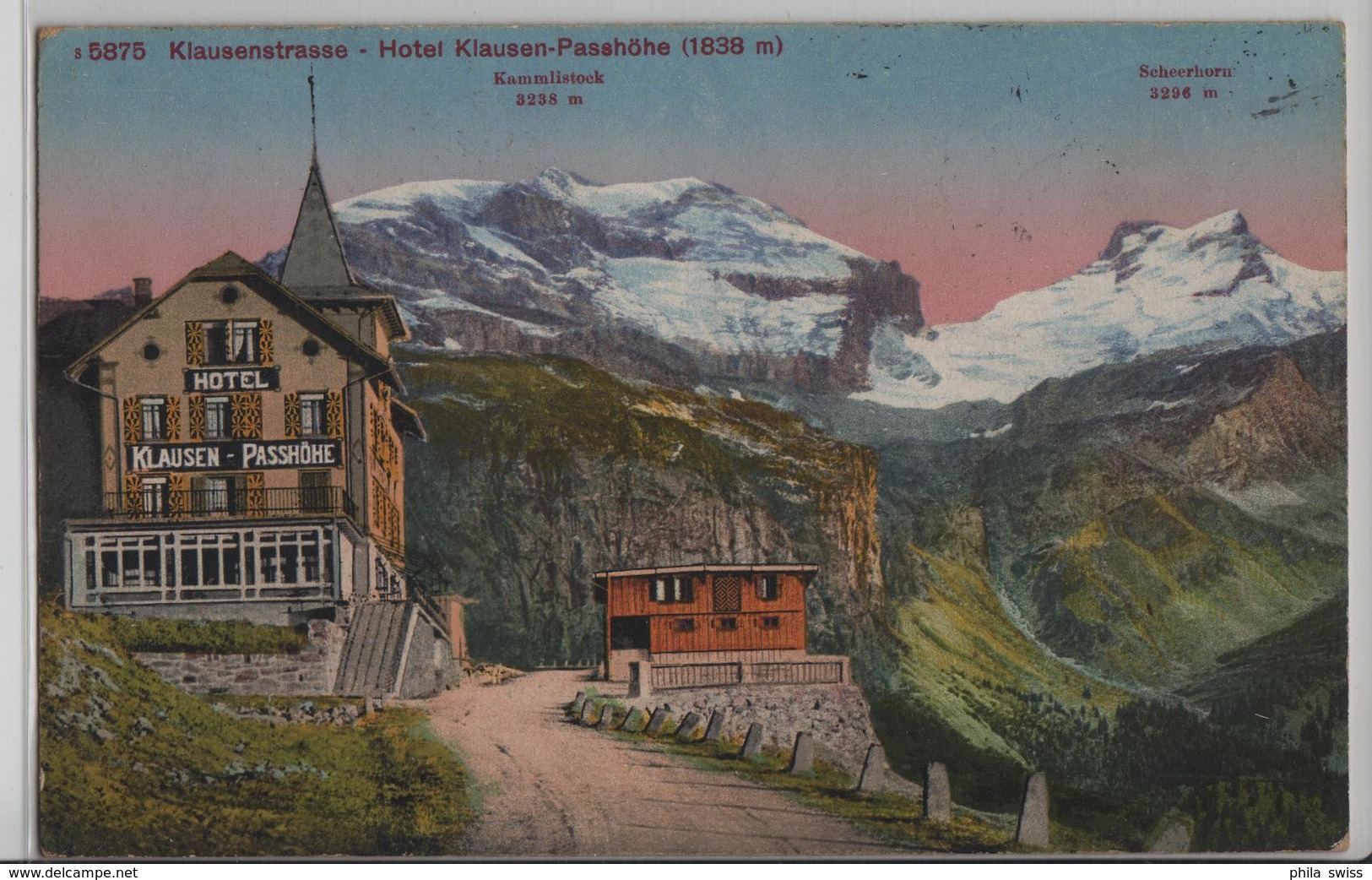 Klausenstrasse - Hotel Klausen-Passhöhe (1838 M) - Stempel Linthal - Linthal