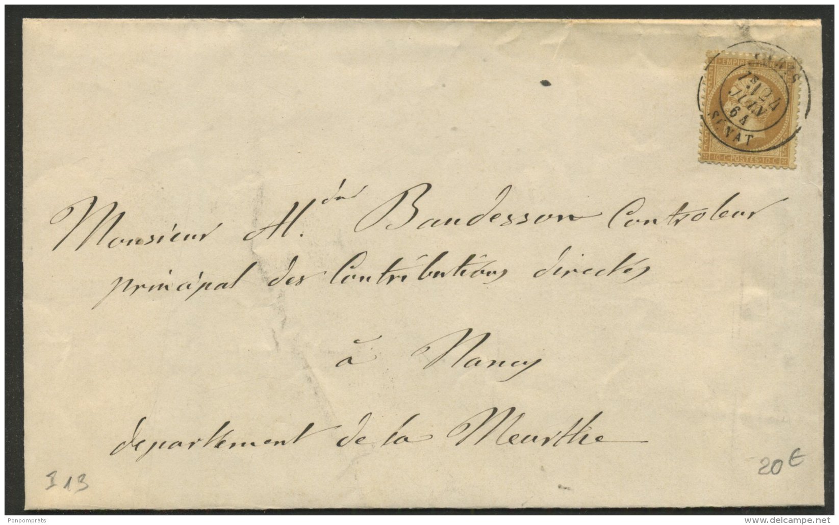 PARIS:  Pli IMPRIME Avec 10c EMPIRE Dentelé Oblt CàD Type PARIS SENAT P NANCY - 1849-1876: Période Classique