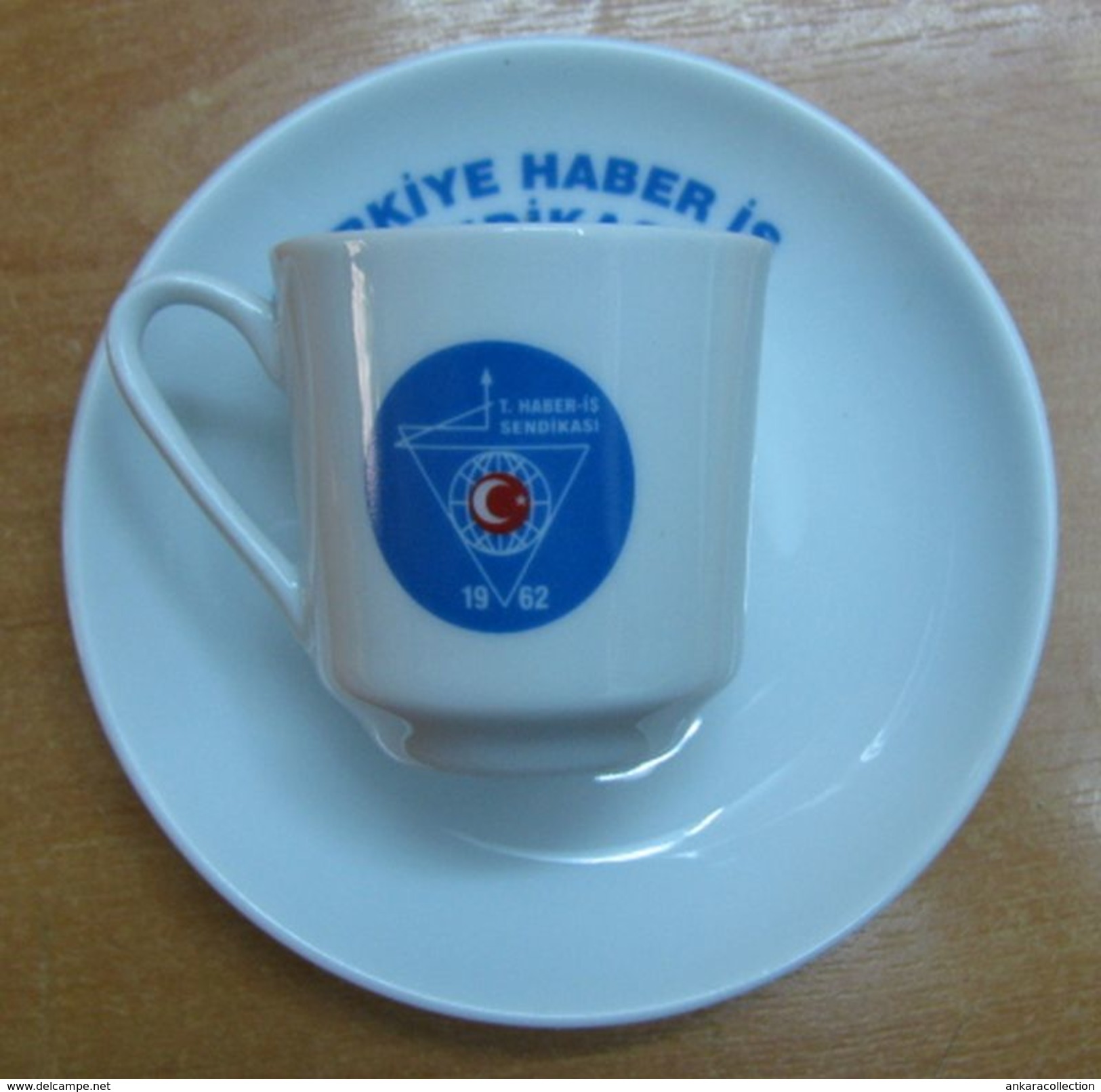 AC - TURKEY HABER IS TRADE UNION PORCELAIN COFFEE CUP - MUG & SAUCER FROM TURKEY - Tasas