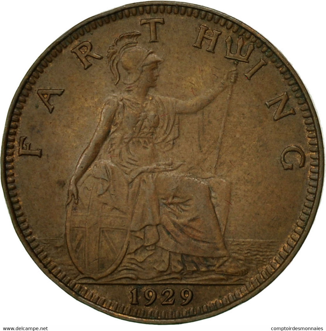 Monnaie, Grande-Bretagne, George V, Farthing, 1929, TTB+, Bronze, KM:825 - B. 1 Farthing