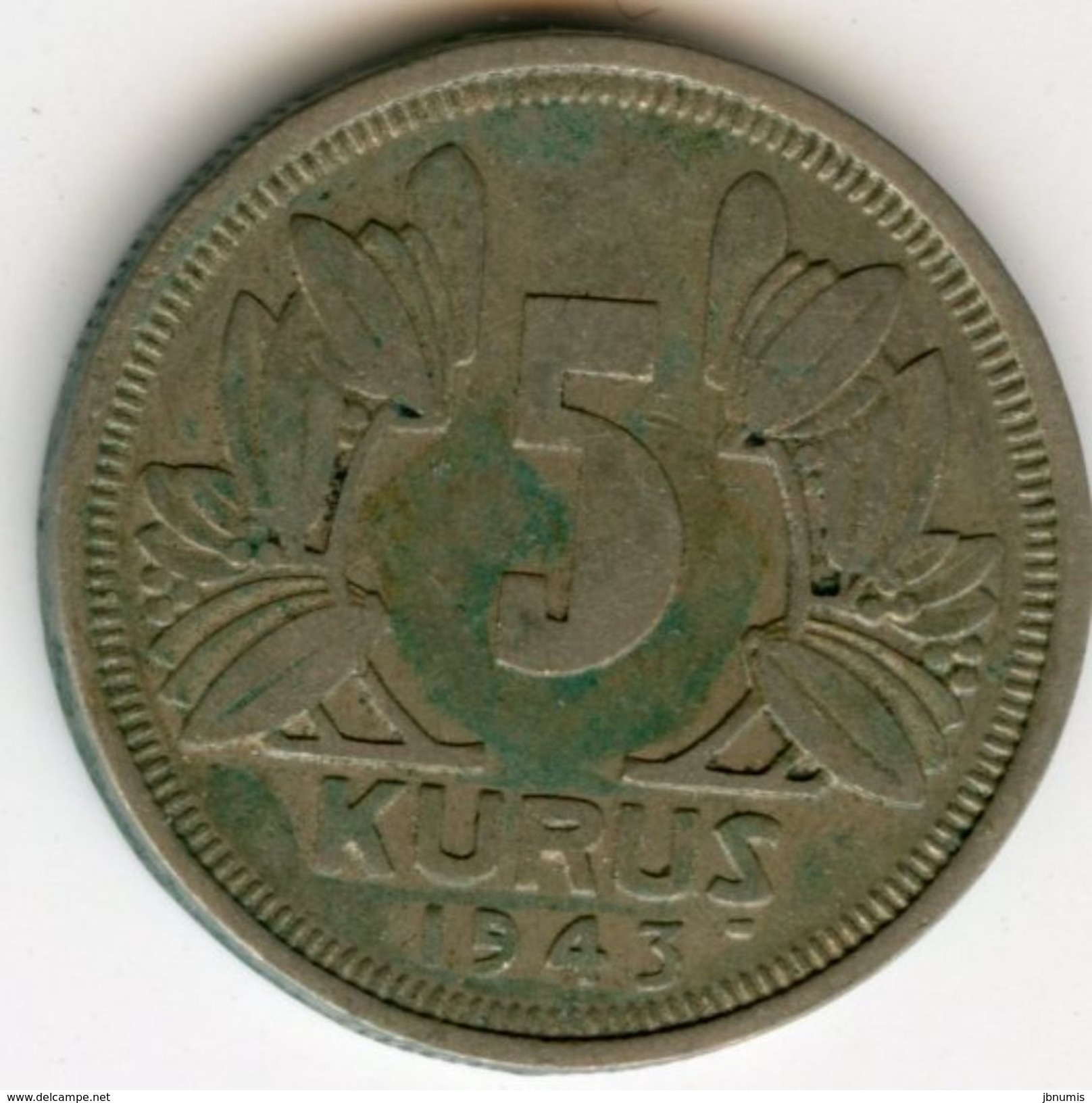 Turquie Turkey 5 Kurus 1943 KM 862 - Türkei