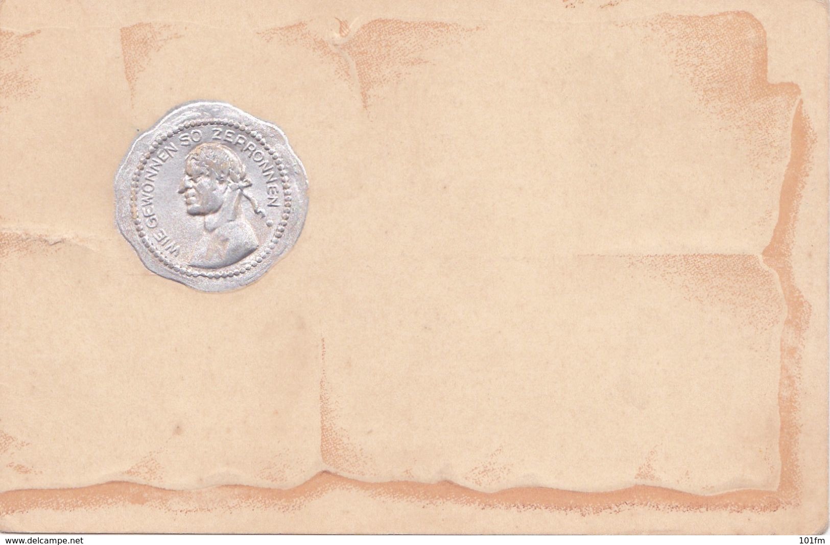 Unidentified German Or Austrian  Coin On Postcard, Early 1900, Embossed - Monnaies (représentations)