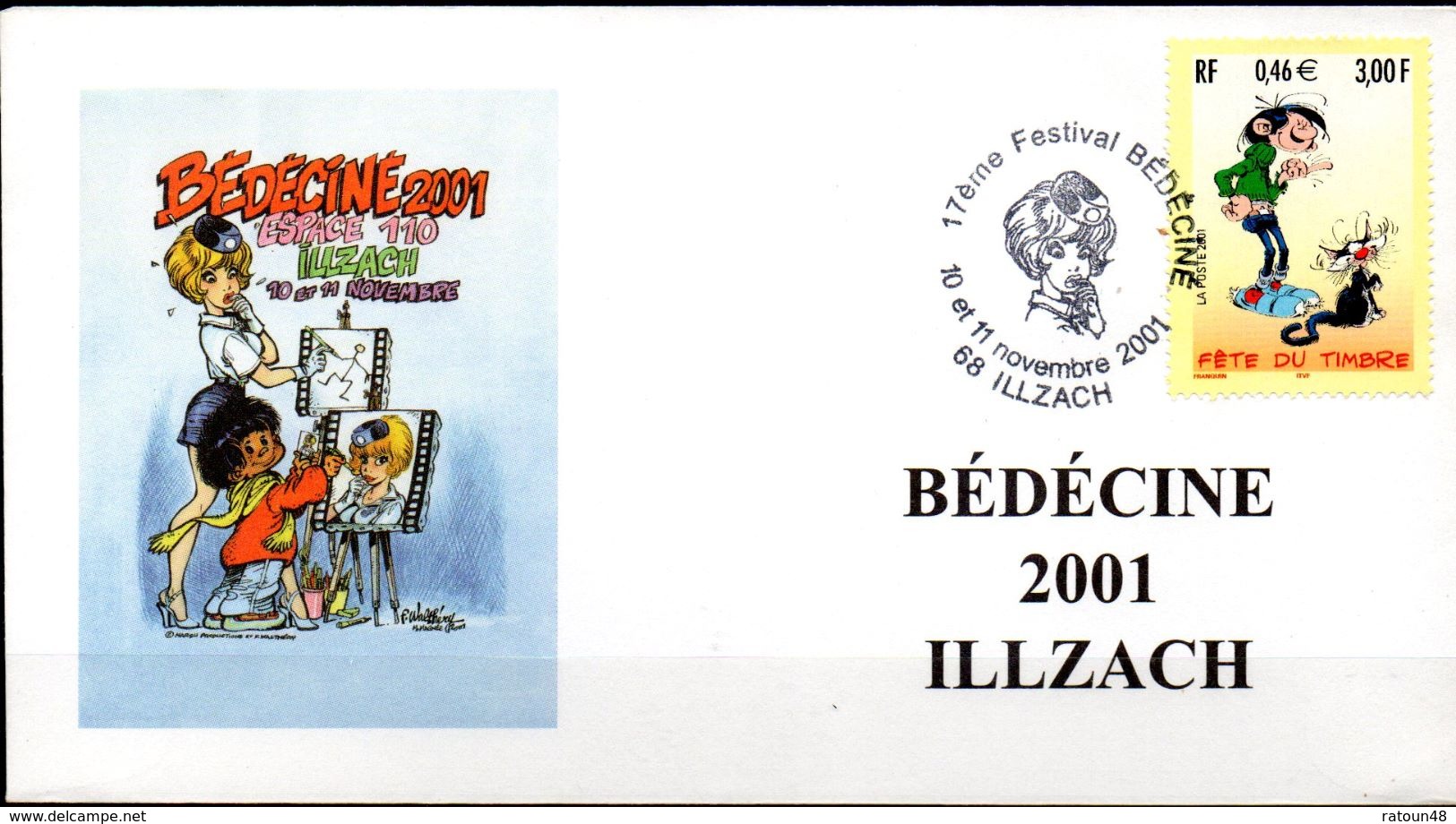 Enveloppe Illustrée "Bédéciné 2001 ILLZACH - Les 10 Et 11 Novembre - Stripsverhalen