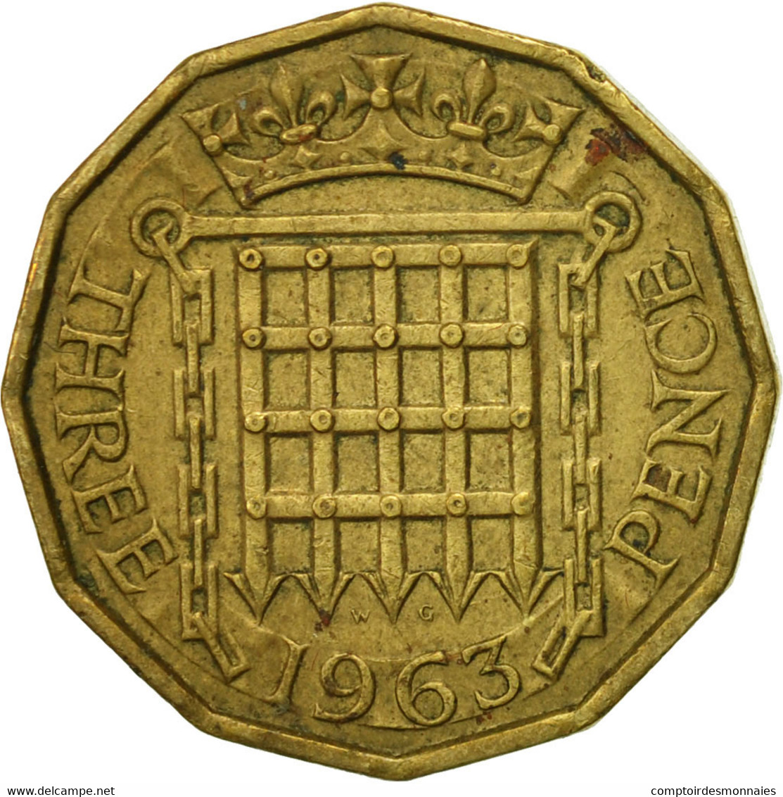 Monnaie, Grande-Bretagne, Elizabeth II, 3 Pence, 1963, TTB, Nickel-brass, KM:900 - F. 3 Pence