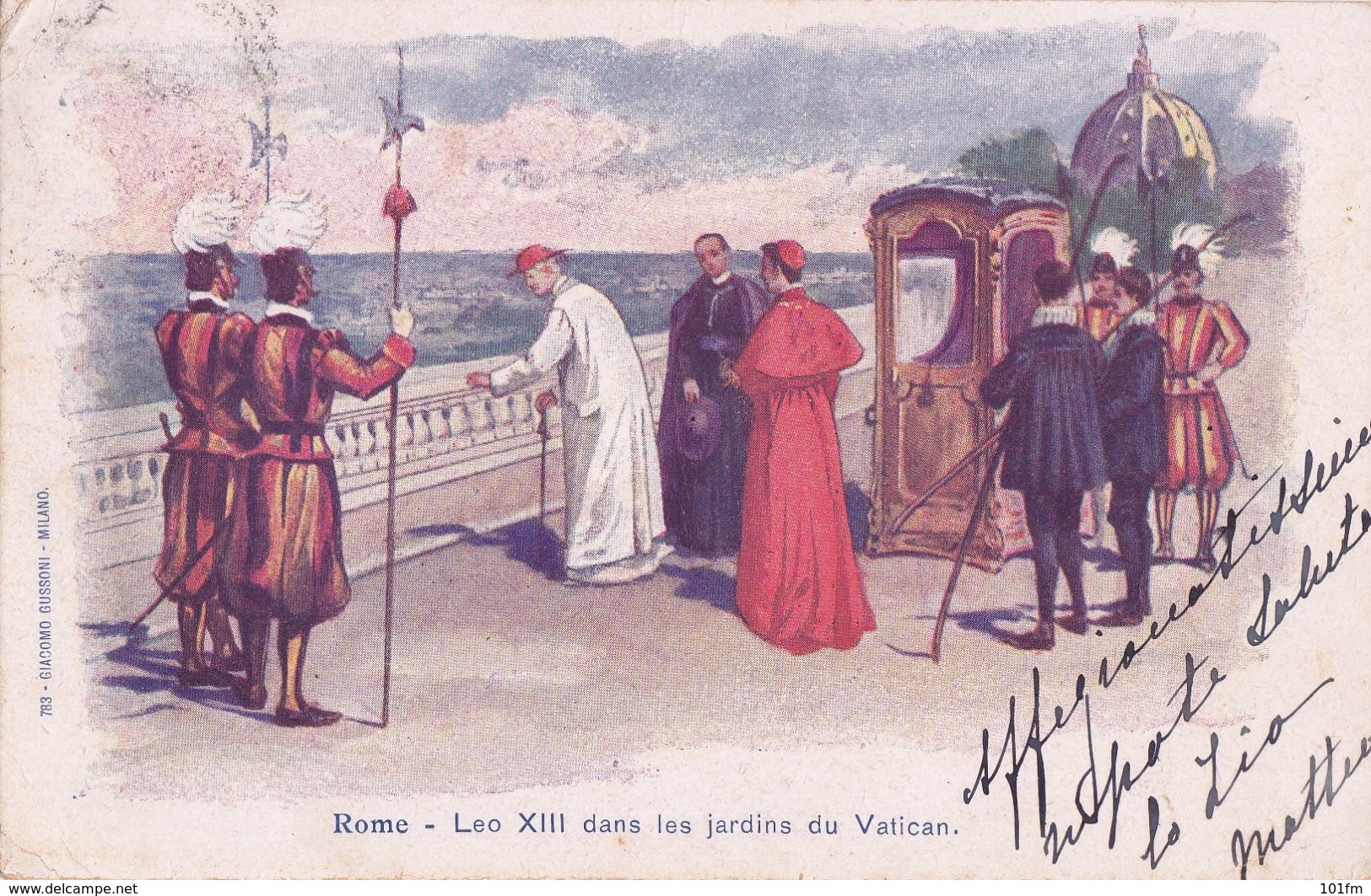 ITALIA - VATICAN, LEO XIII DANS LES JARDINS DU VATICAN, LITHO 1900 - Vaticano