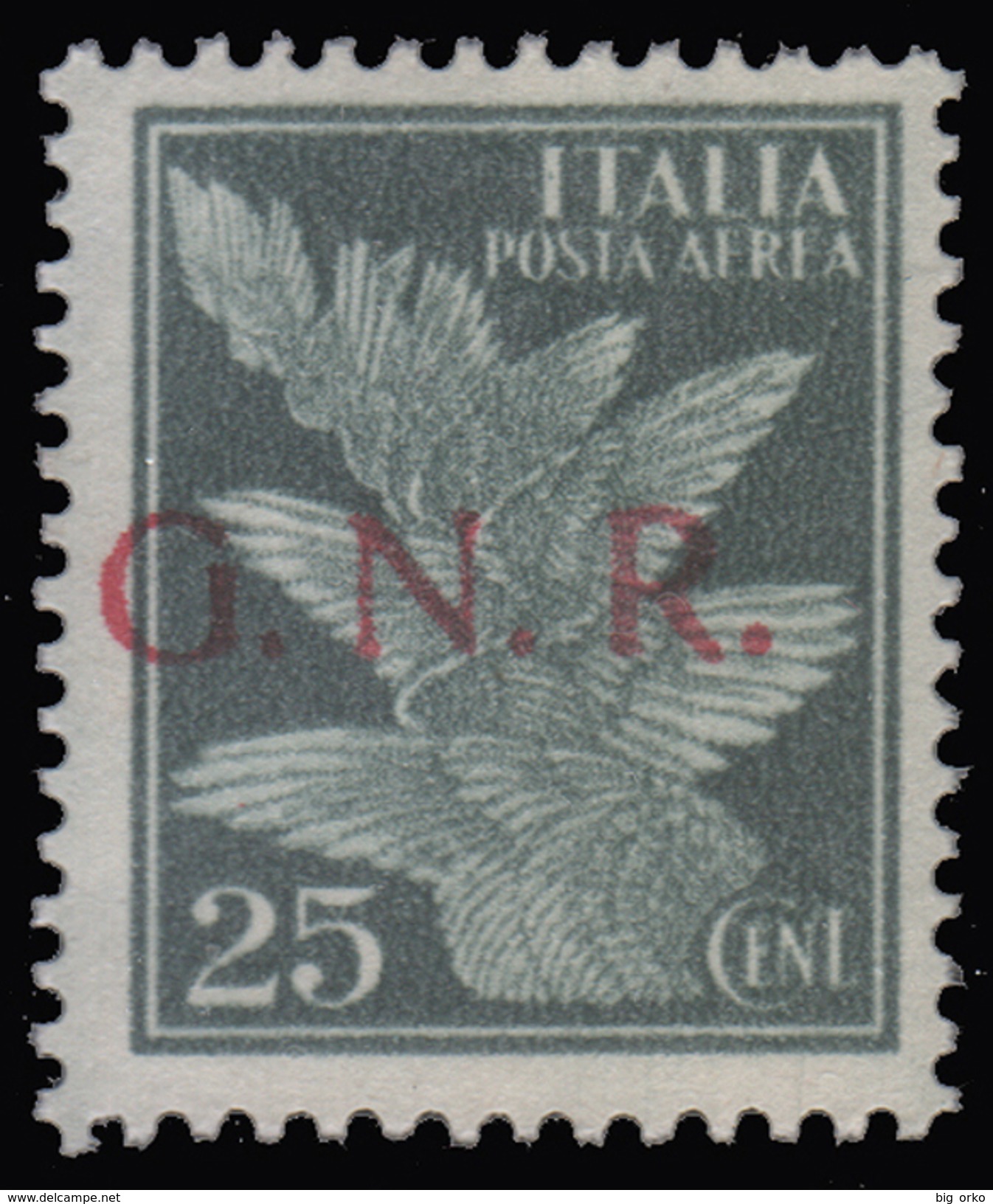 Italia: R.S.I. - Guardia Nazionale Repubblicana / Posta Aerea: 25 C. Verde Scuro - 1944 - Luftpost