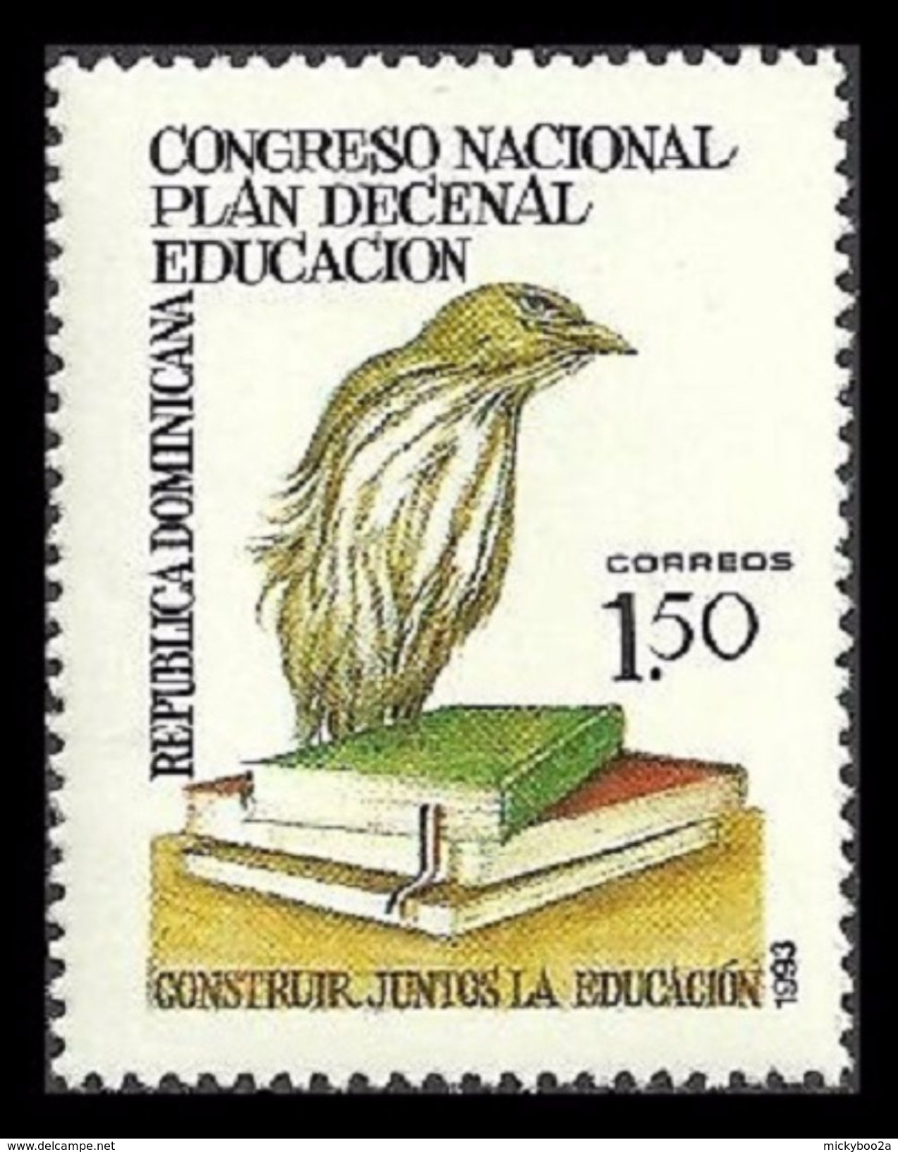 DOMINICAN REPUBLIC 1993 TEN YEAR EDUCATION PLAN BOOKS BIRDS PALM CHAT SET MNH - Dominican Republic