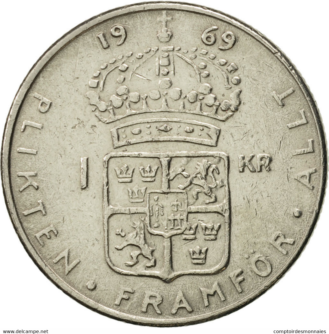 Monnaie, Suède, Gustaf VI, Krona, 1969, TTB+, Copper-Nickel Clad Copper - Suède