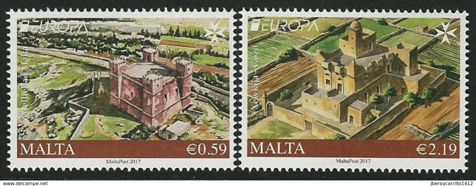 MALTA -EUROPA-CEPT 2017.-TEMA:"CASTILLOS -CASTLES -SCHLÖSSER".- SERIE De 2 V. - 2017