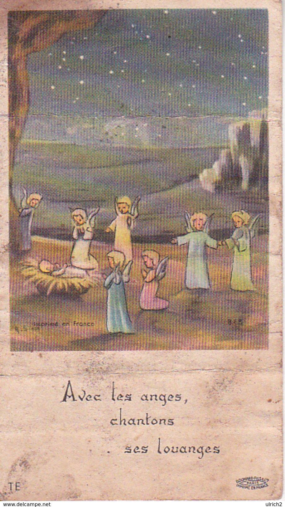 Andachtsbild - Image Pieuse - Avec Ses Anges... - Communion Privée - 1965 - 6*10cm (29444) - Andachtsbilder