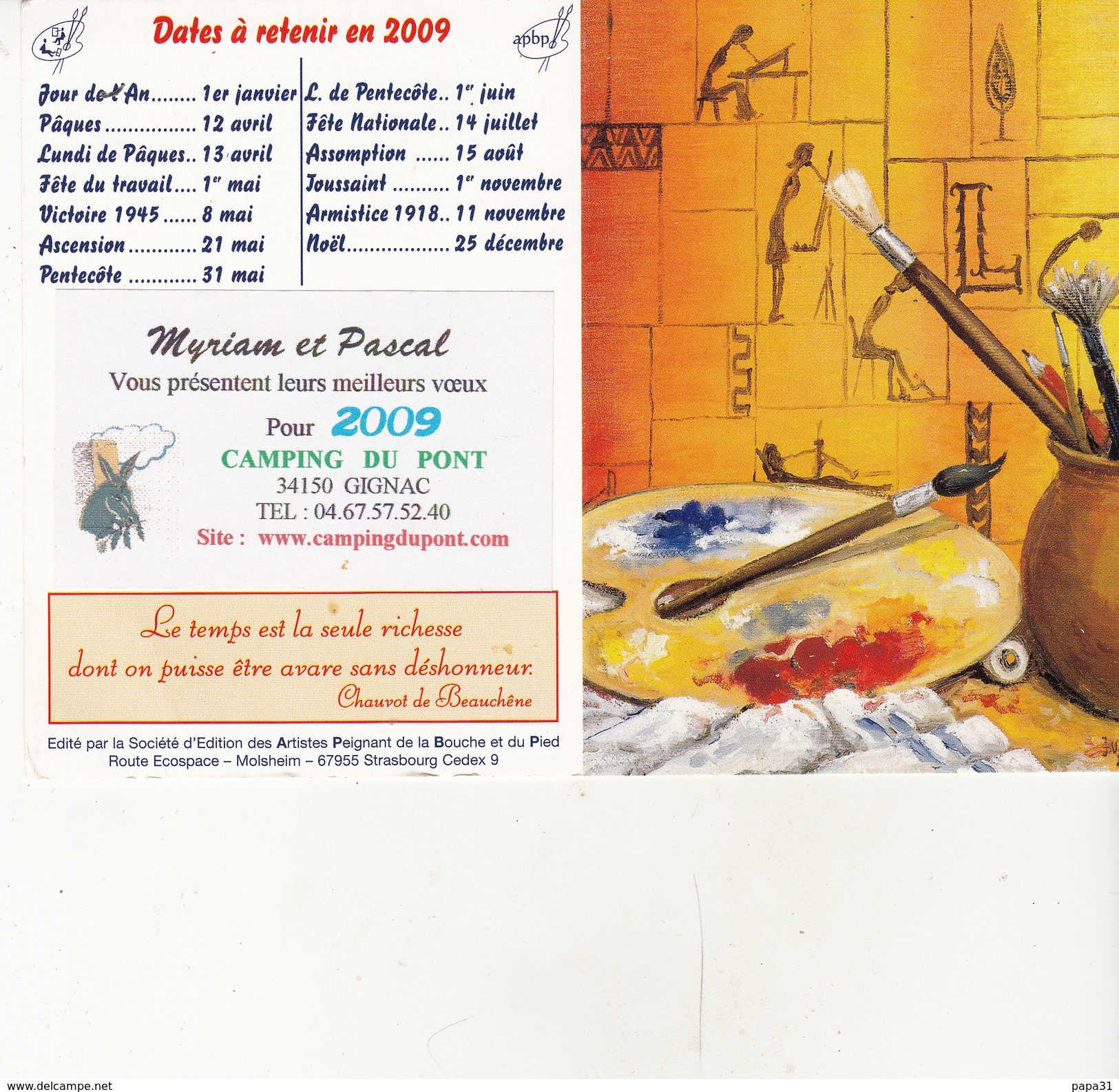 Calendrier 2009 - CAMPING DU PONT - Petit Format : 2001-...