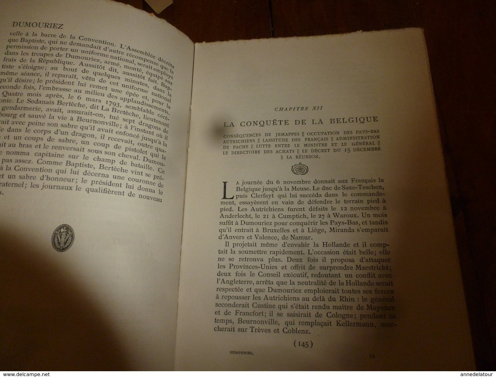 1914 DUMOURIEZ par Arthur Chuquet avec gravures et soies intercalaires