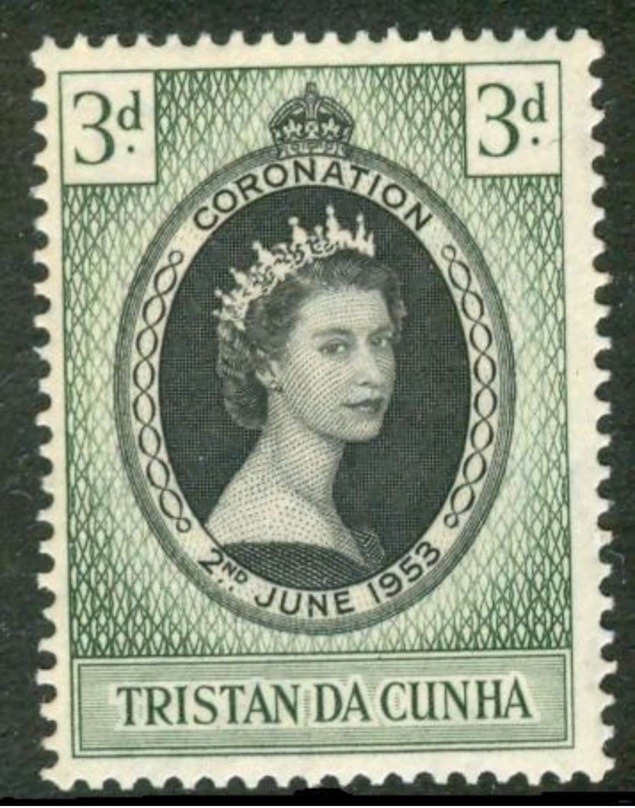 TRISTAN Da CUNHA 1953 QEII Coronation 3d., XF MNH, MiNr 13, SG 13 - Oceania (Other)