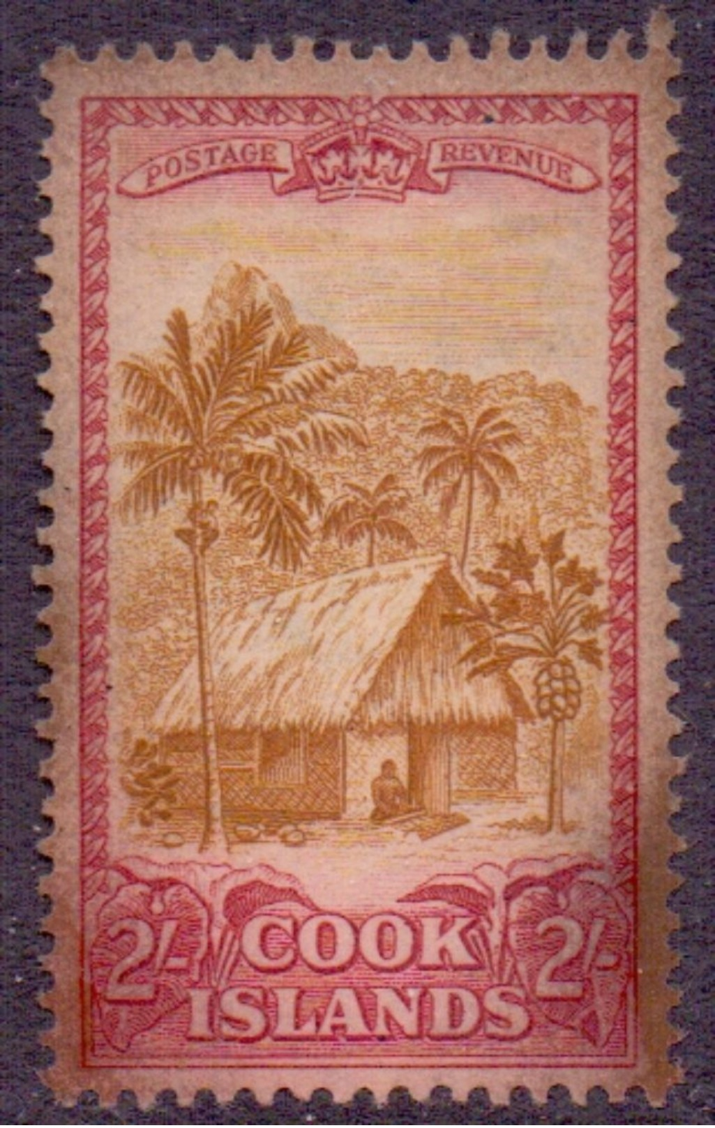 COOK ISL. 1949 Native Hut And Palms 2s. Mint No Gum, SG 158 - Oceania (Other)