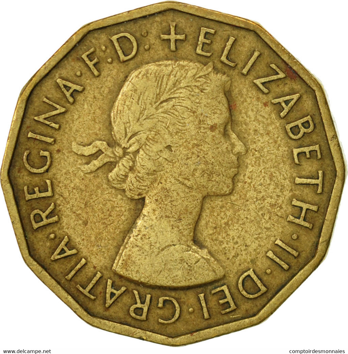 Monnaie, Grande-Bretagne, Elizabeth II, 3 Pence, 1954, TTB, Nickel-brass, KM:900 - F. 3 Pence