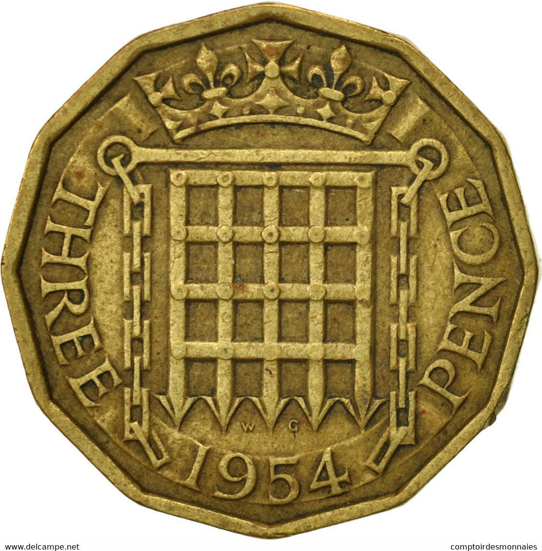 Monnaie, Grande-Bretagne, Elizabeth II, 3 Pence, 1954, TTB, Nickel-brass, KM:900 - F. 3 Pence