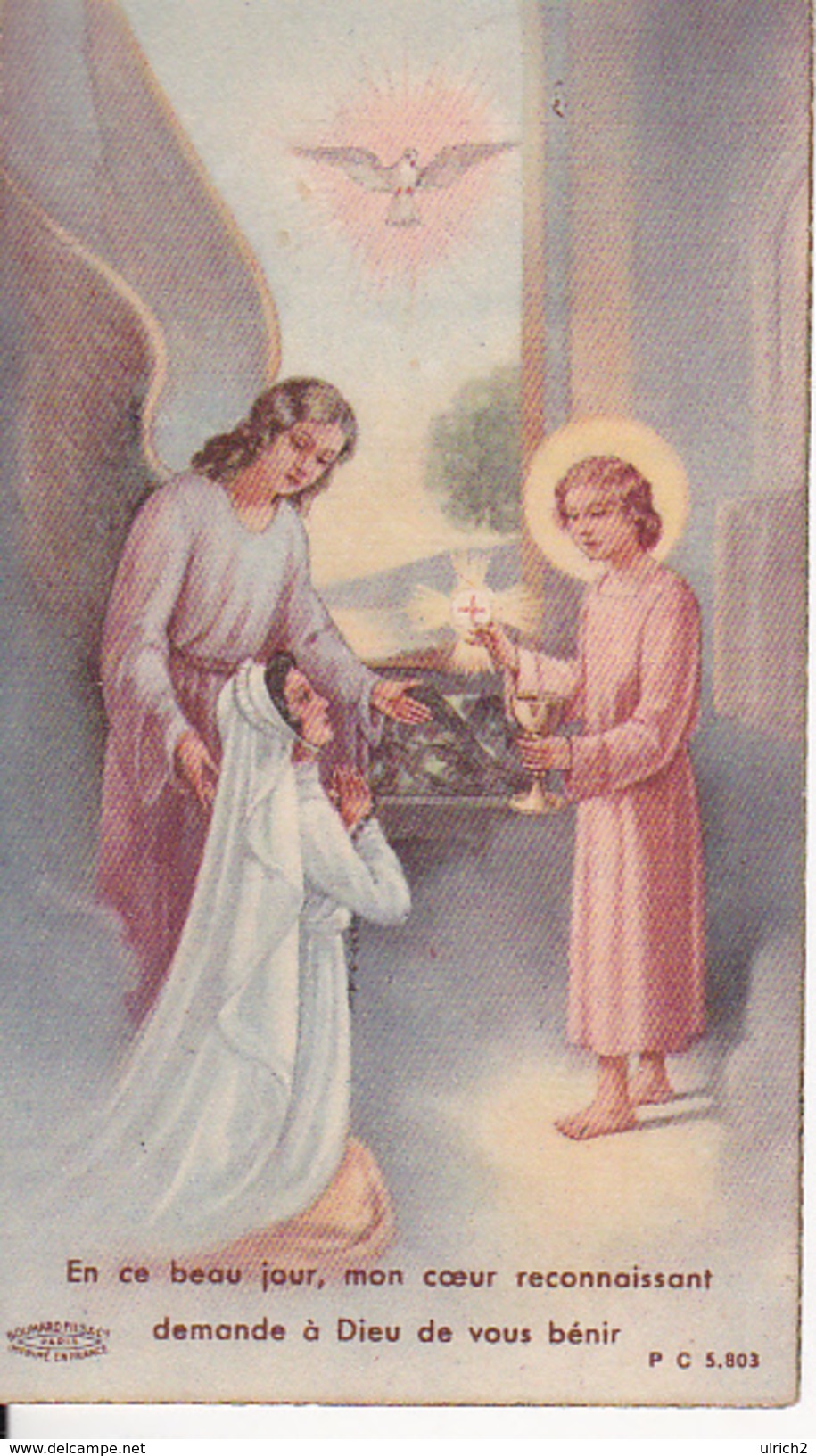 Andachtsbild - Image Pieuse - En Ce Beau Jour - Communion Sollenelle - Tigsdorf - 1950 - 5*10cm (29456) - Andachtsbilder