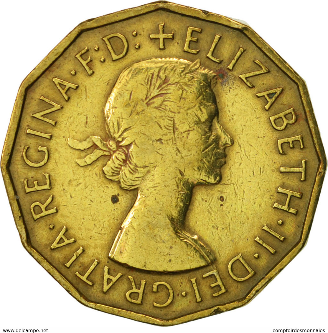 Monnaie, Grande-Bretagne, Elizabeth II, 3 Pence, 1956, TB+, Nickel-brass, KM:900 - F. 3 Pence