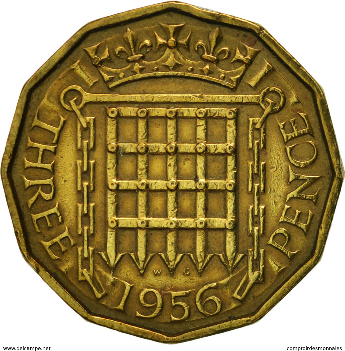 Monnaie, Grande-Bretagne, Elizabeth II, 3 Pence, 1956, TB+, Nickel-brass, KM:900 - F. 3 Pence