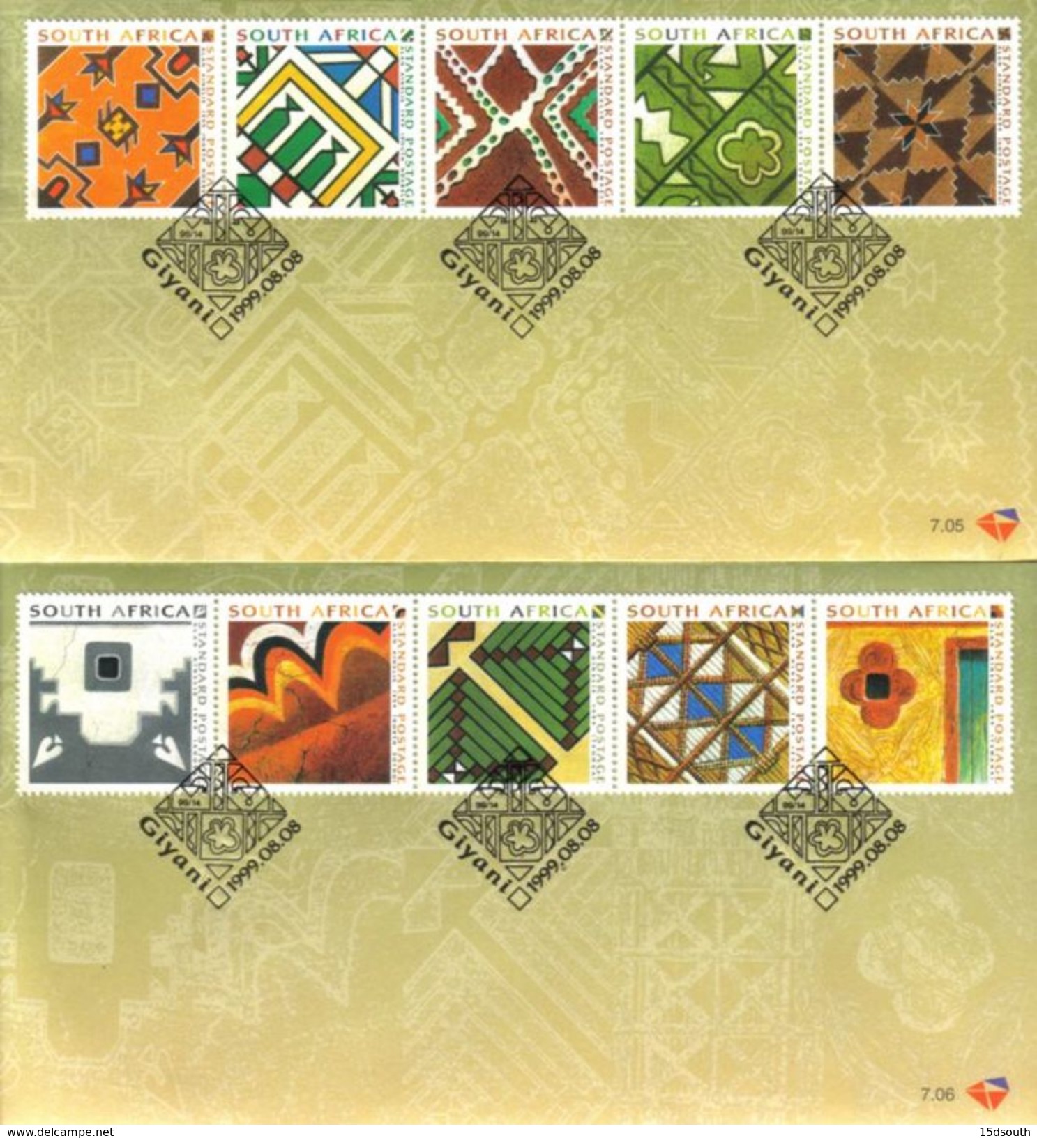 South Africa - 1999 Traditional Wall Art FDC Set # SG 1143-1152 - FDC