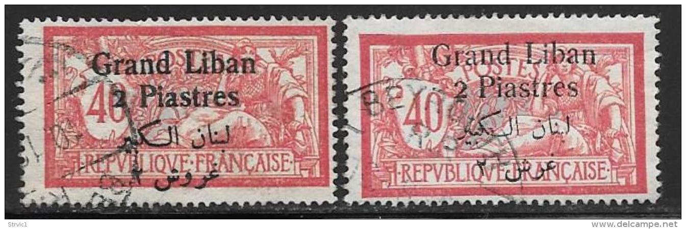 Lebanon, Scott #33 And 33a Used France Stamps Surcharged, 1924 - Liban
