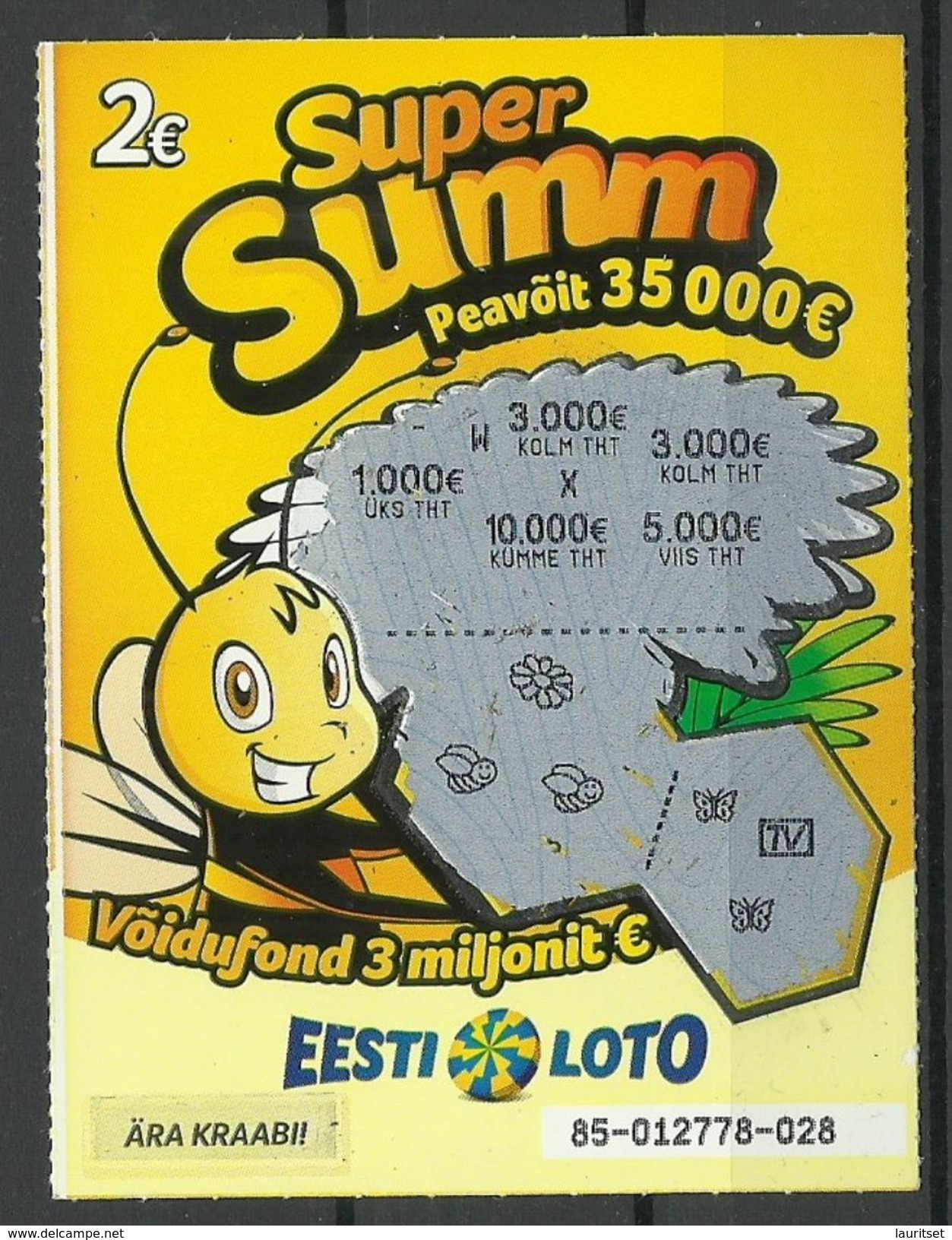 ESTLAND Estonia Estonie Lotto Lottery Ticket - Billetes De Lotería