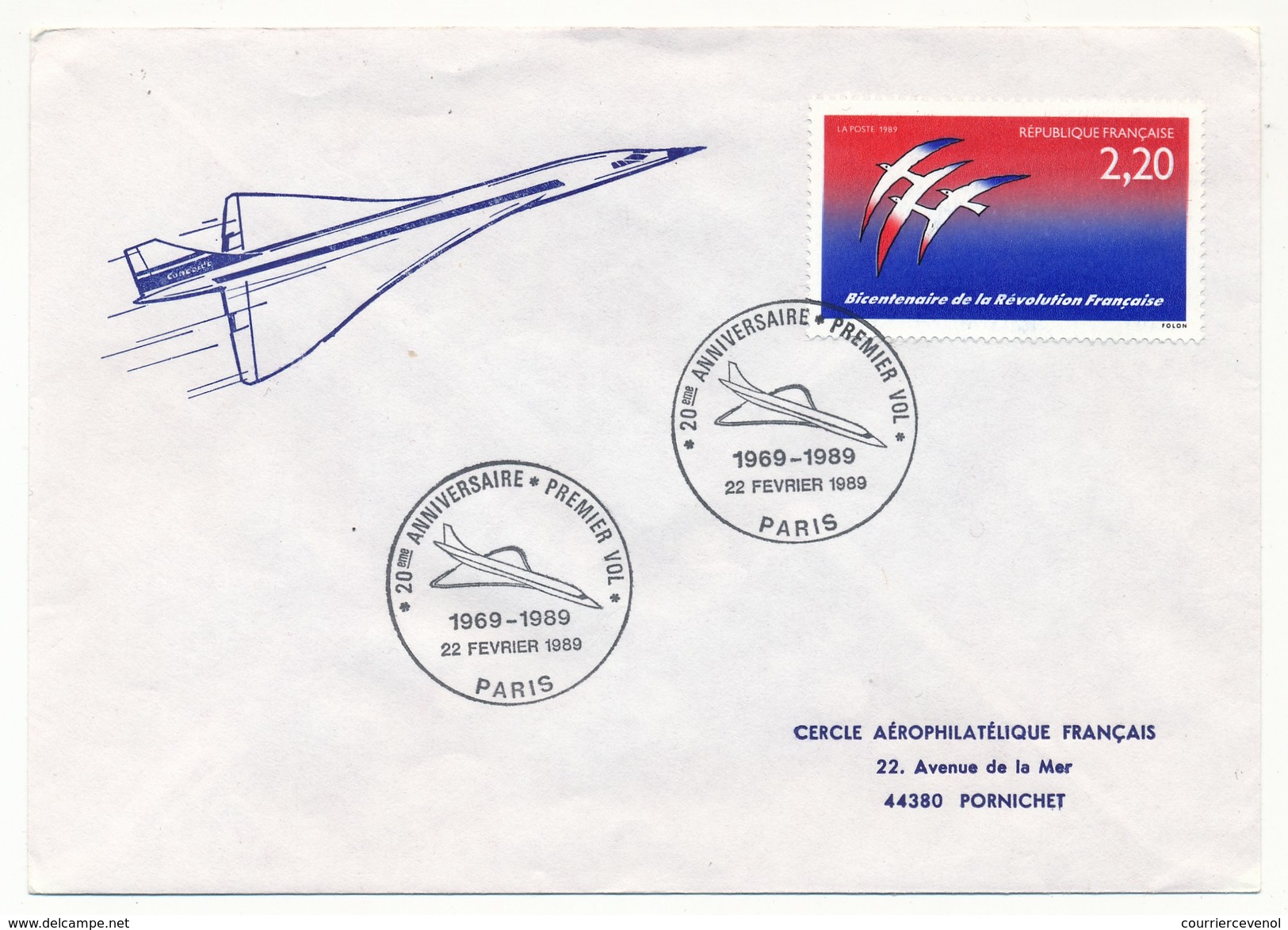 FRANCE - Enveloppe - 20ème Anniversaire Premier Vol Concorde - Février 1969 - Paris - Concorde