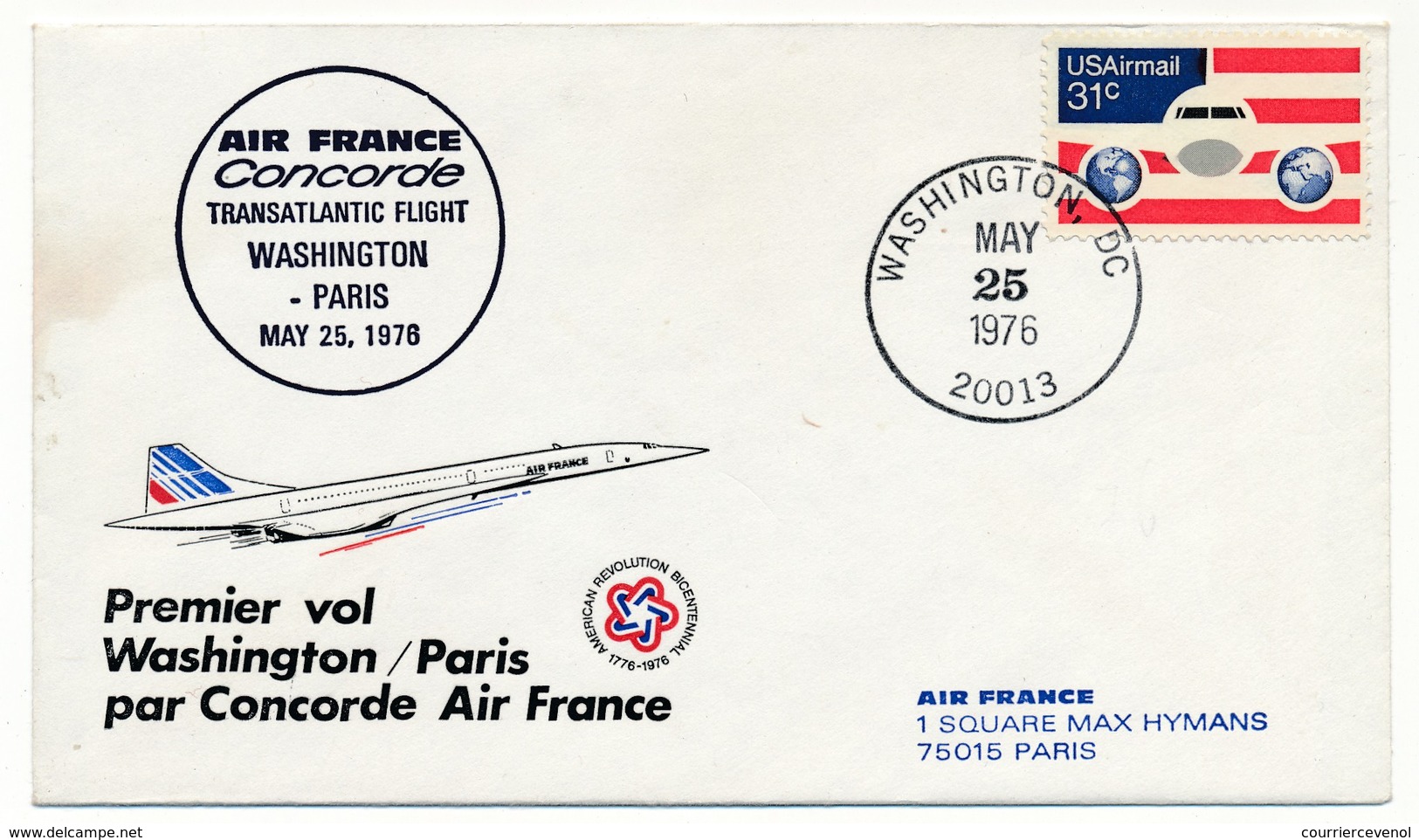 ETATS UNIS - CONCORDE - Premier Vol Washington Paris - 25 Mai 1976 - Concorde