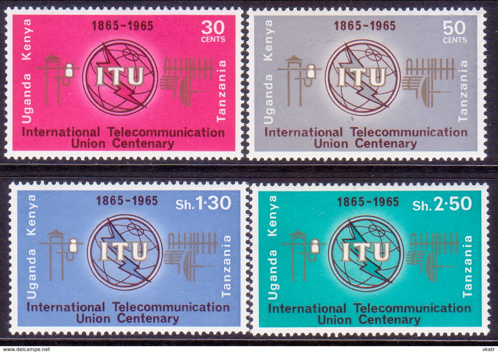 KENYA, UGANDA AND TANZANIA 1965 SG 215-18 Compl.set MH ITU Centenary - Kenya, Uganda & Tanzania