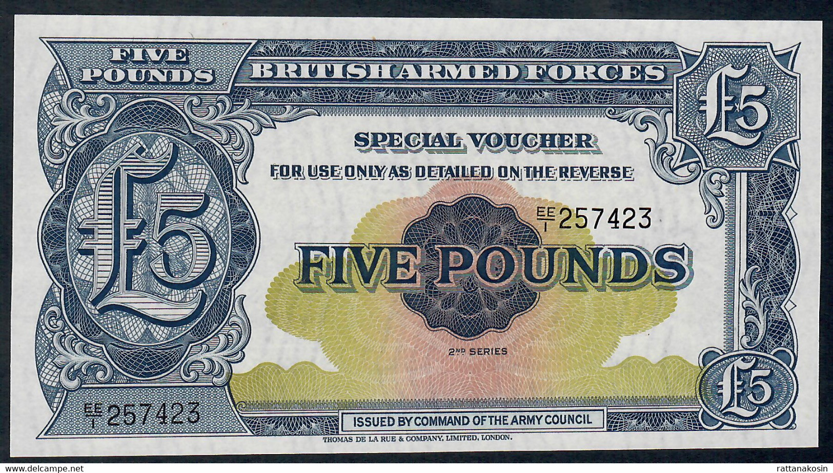 GREAT BRITAIN  PM23 5 POUNDS   1948    UNC. - Fuerzas Armadas Británicas & Recibos Especiales