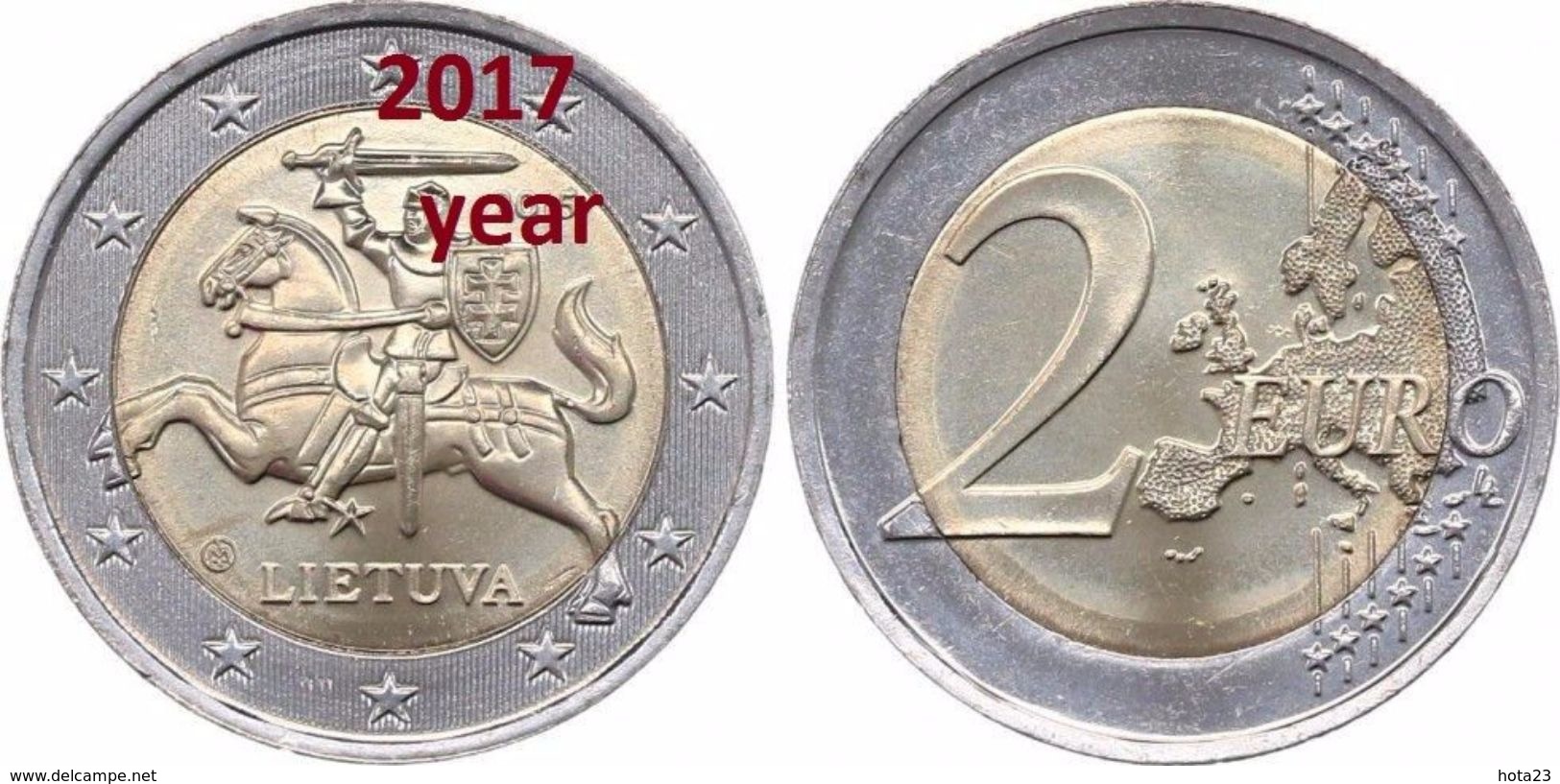 Lithuania Litauen 2017 2 Euro Kursmünze UNC RRR RARE Coin - Rare Keydate FROM MINT ROLL UNC - Lituanie