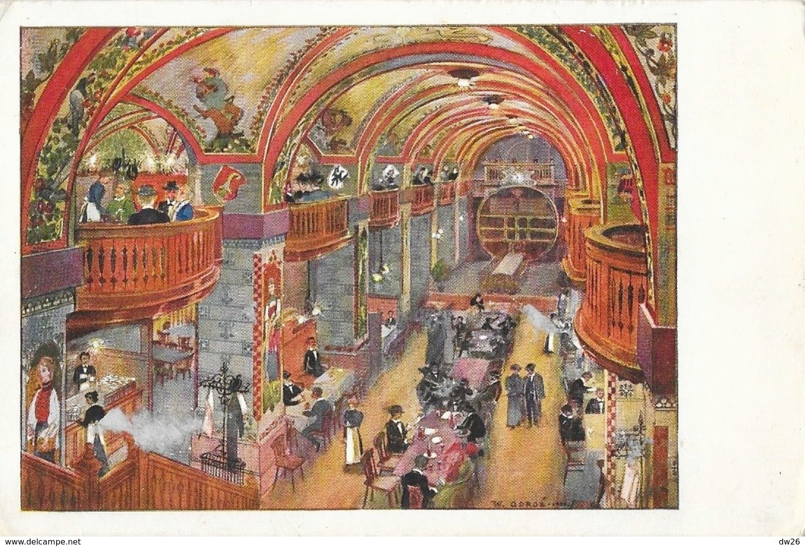 Lithographie De W. Goroz: Grosser Kornhauskeller (Grande Cave) - Bern - Carte Non Circulée - Restaurants