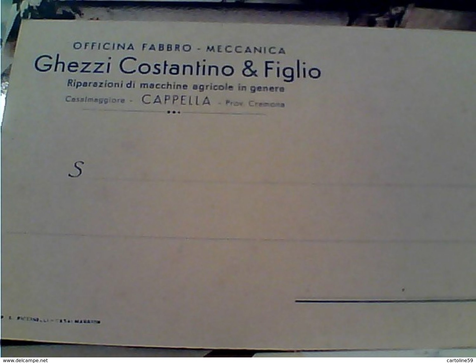 CASALMAGGIORE CAPPELLA OFFICINA  FABBRO RIPARAZIONI MACCHINE AGRICOLE GHEZZI C E FIGLIO N1920  GE15131 - Cremona