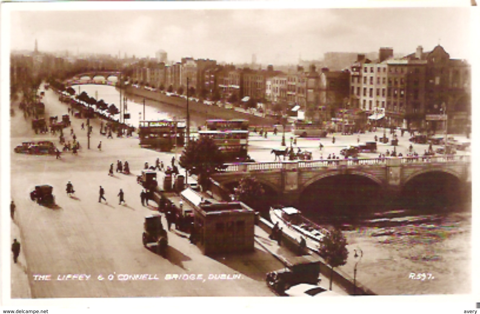 The Liffey & O'Connell Bridge, Dublin, Ireland Real Photo - Dublin